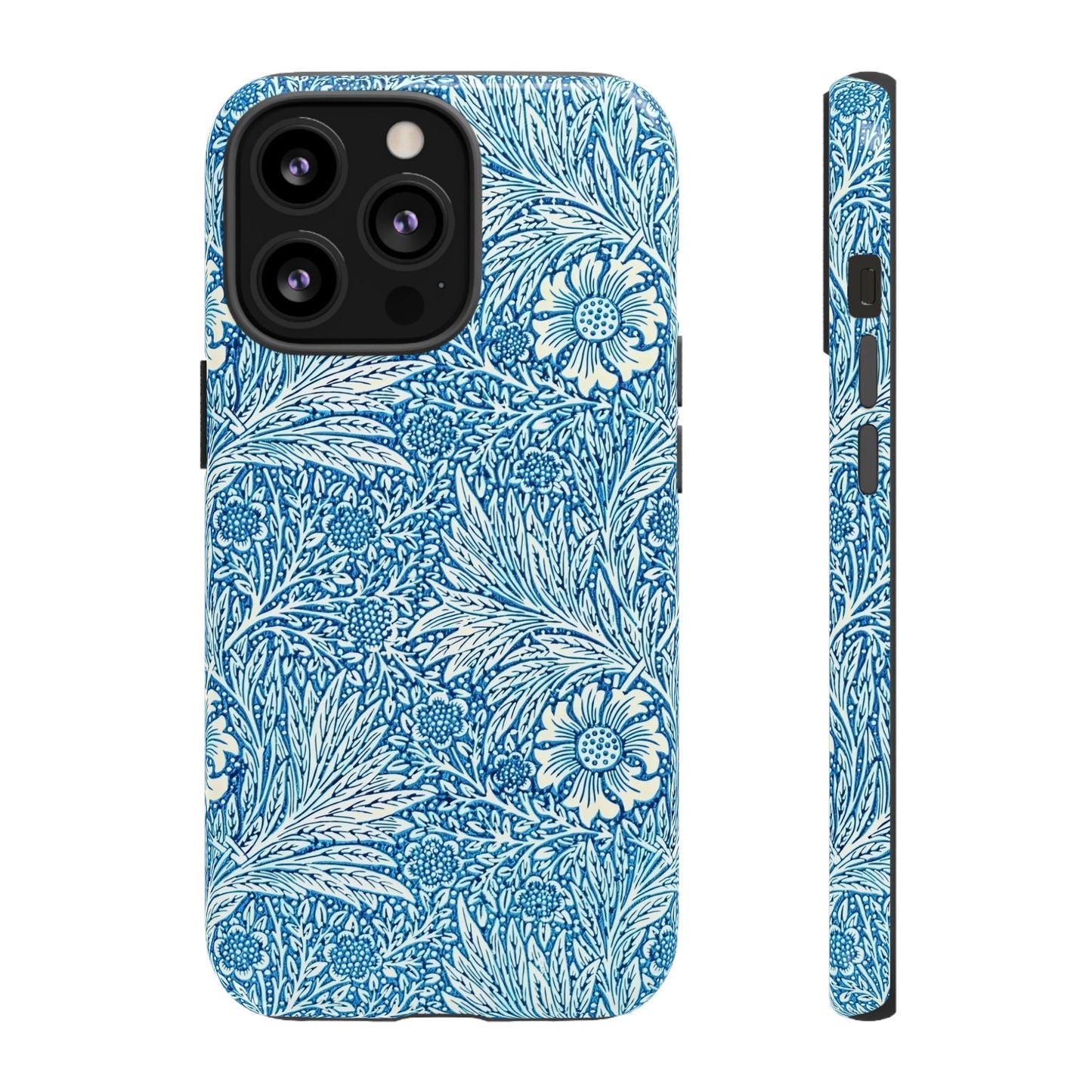 Stylish Phone Case, Tough Floral Phone Cover, Fashionable Tech Accessory, Gift for Her, Blue Flower Design