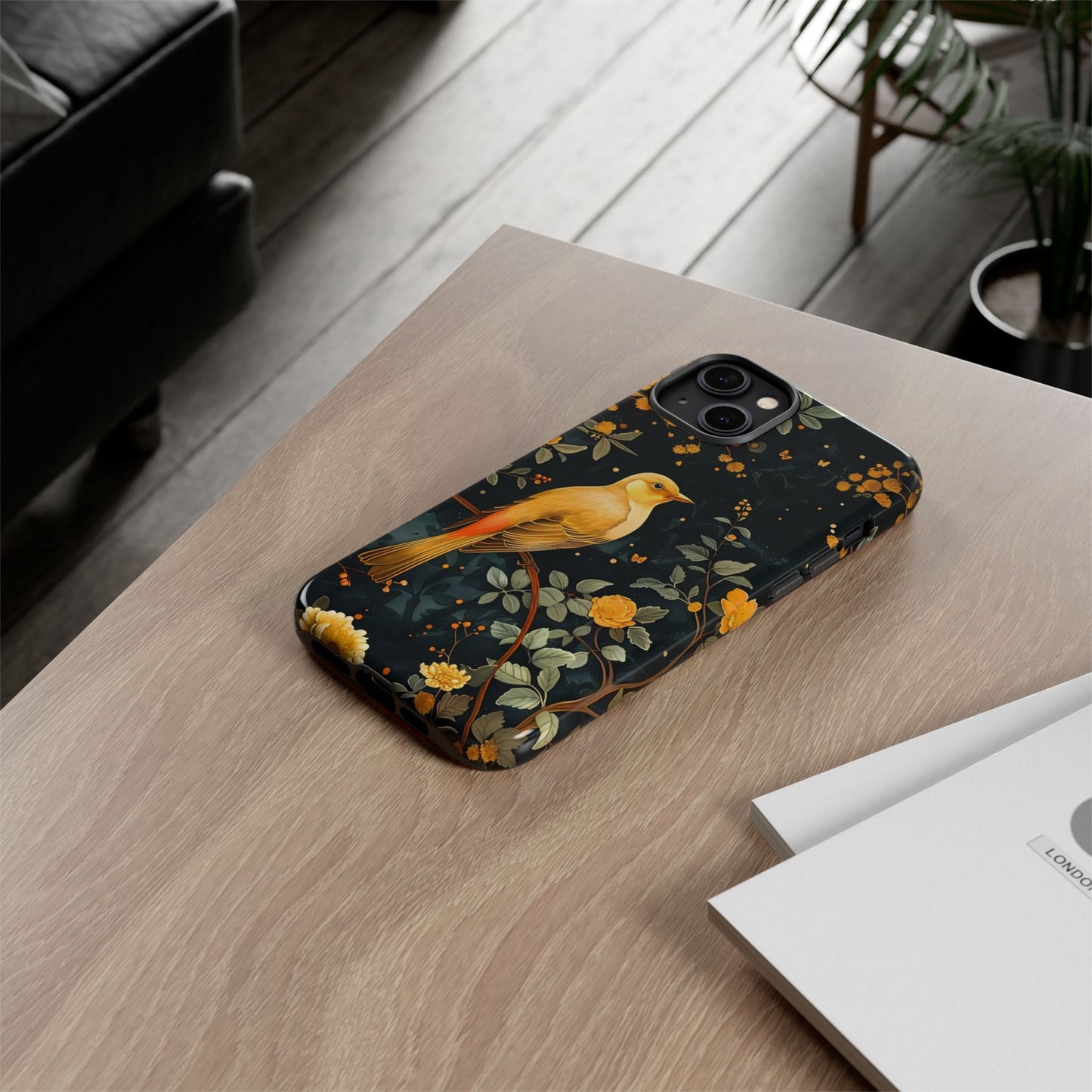 Floral Phone Case, Tough Cases with Bird Design, Nature Lover Gift, Stylish Protection, Birthday Present, Floral Phone Cover