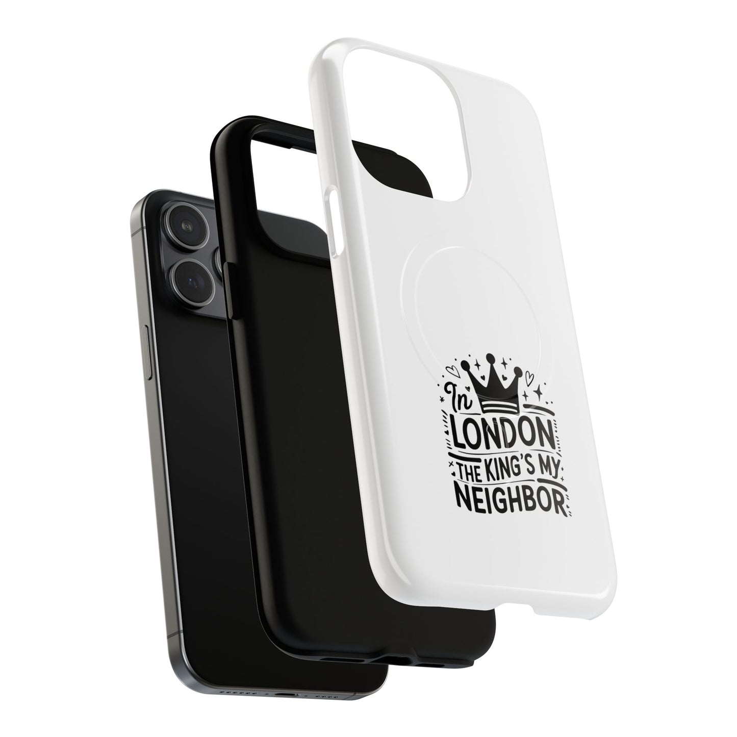 King's Neighbor Tough Magnetic Phone Case, London Style Case, Durable Phone Cover, Gift for Travelers, Black White Phone Accessory