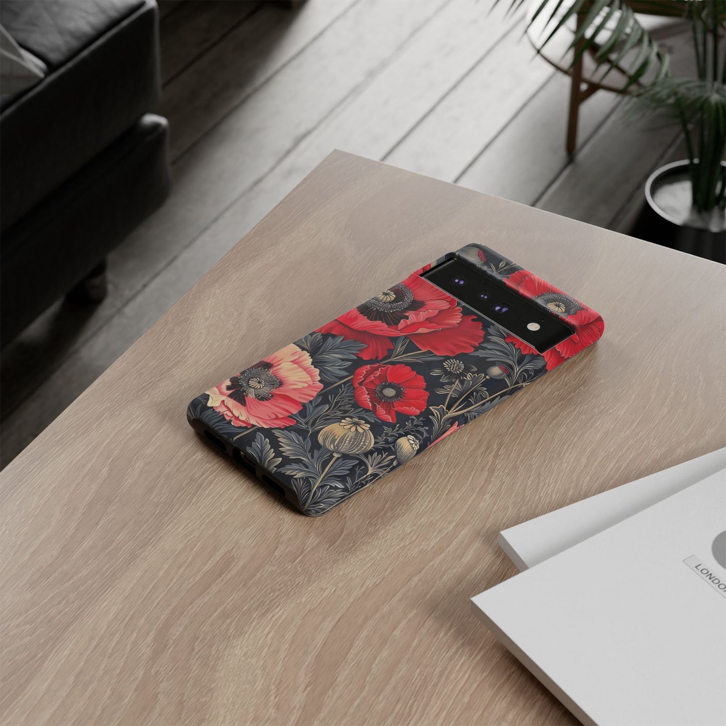 Floral Phone Case with Artistic Poppies, Tough Cases, Flower Design, Nature Lover Gift, Customizable Mobile Cover, Stylish Phone Accessories