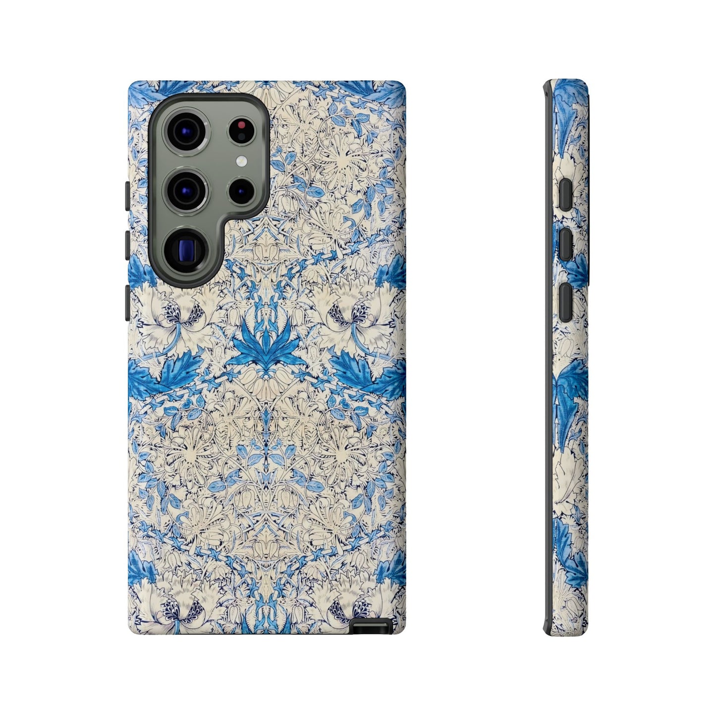 Elegant Floral Phone Case, Tough iPhone Cover, Stylish Mobile Protector, Blue Patterned Case, Unique Gift for Her