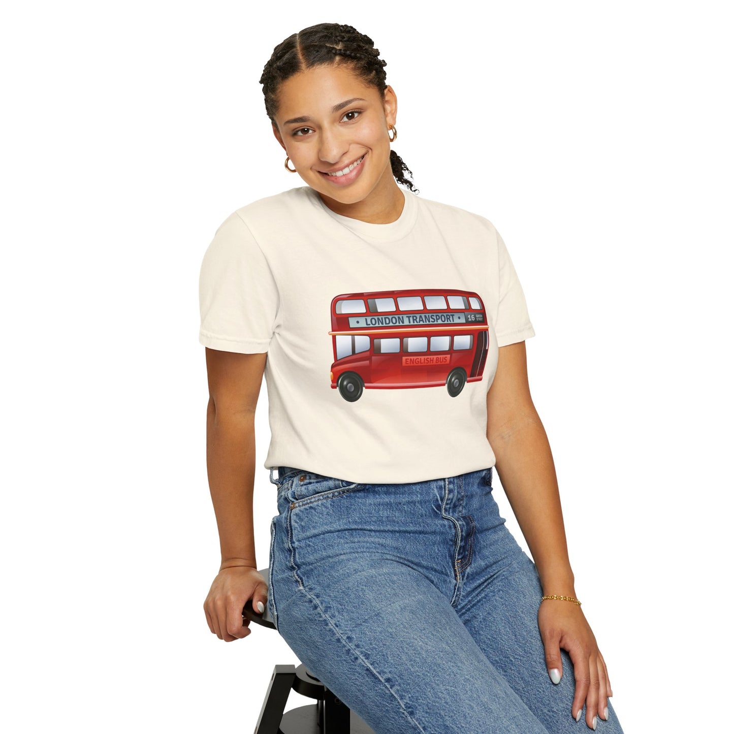 Unisex Garment-Dyed T-shirt - Rolling Through History: The British Red Bus