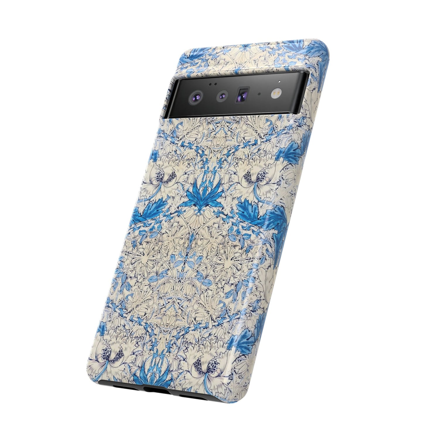 Elegant Floral Phone Case, Tough iPhone Cover, Stylish Mobile Protector, Blue Patterned Case, Unique Gift for Her