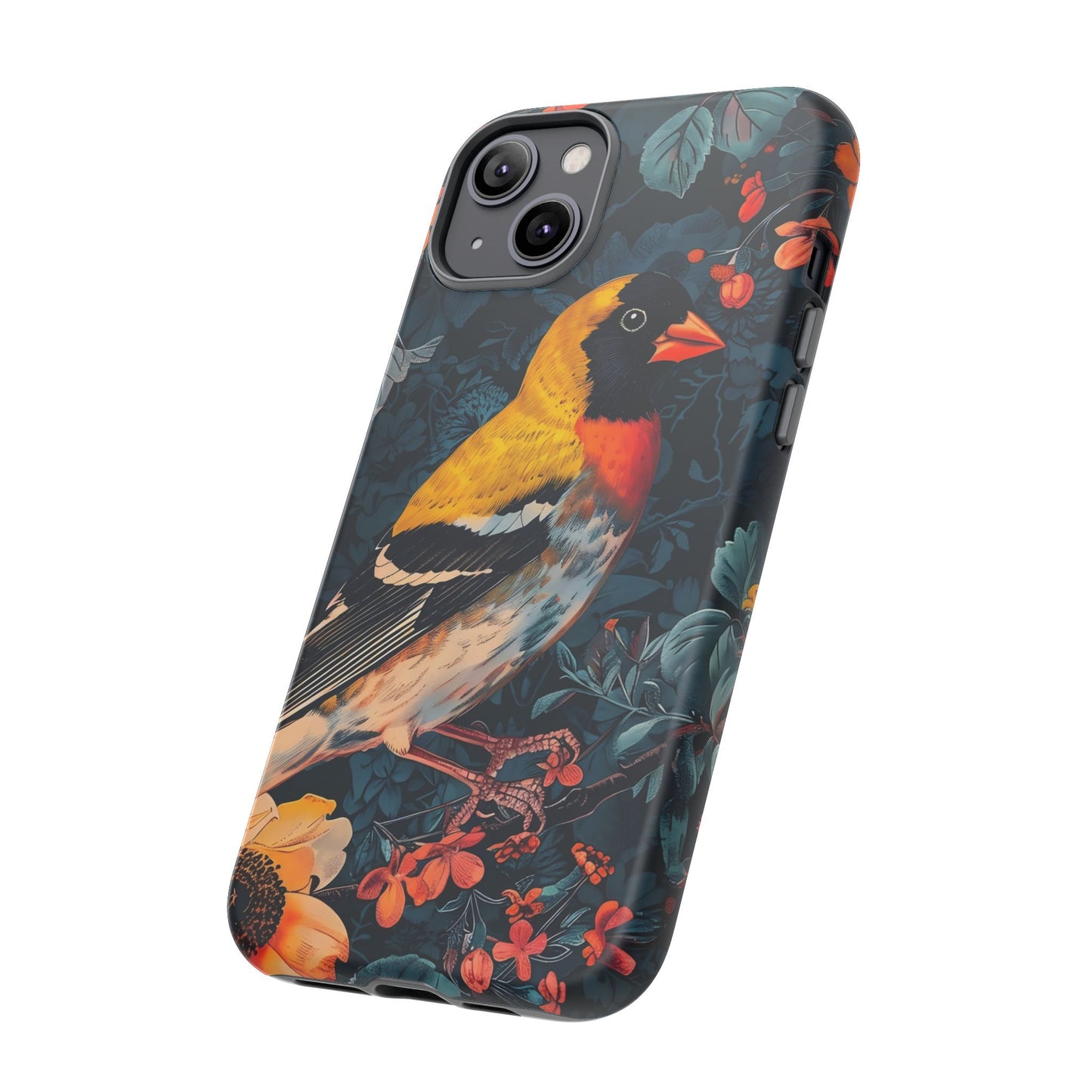Colorful Bird Phone Case, Floral Phone Cover, Tough Phone Protector, Nature Lover Gift, Botanical Case, Unique Mobile Accessory