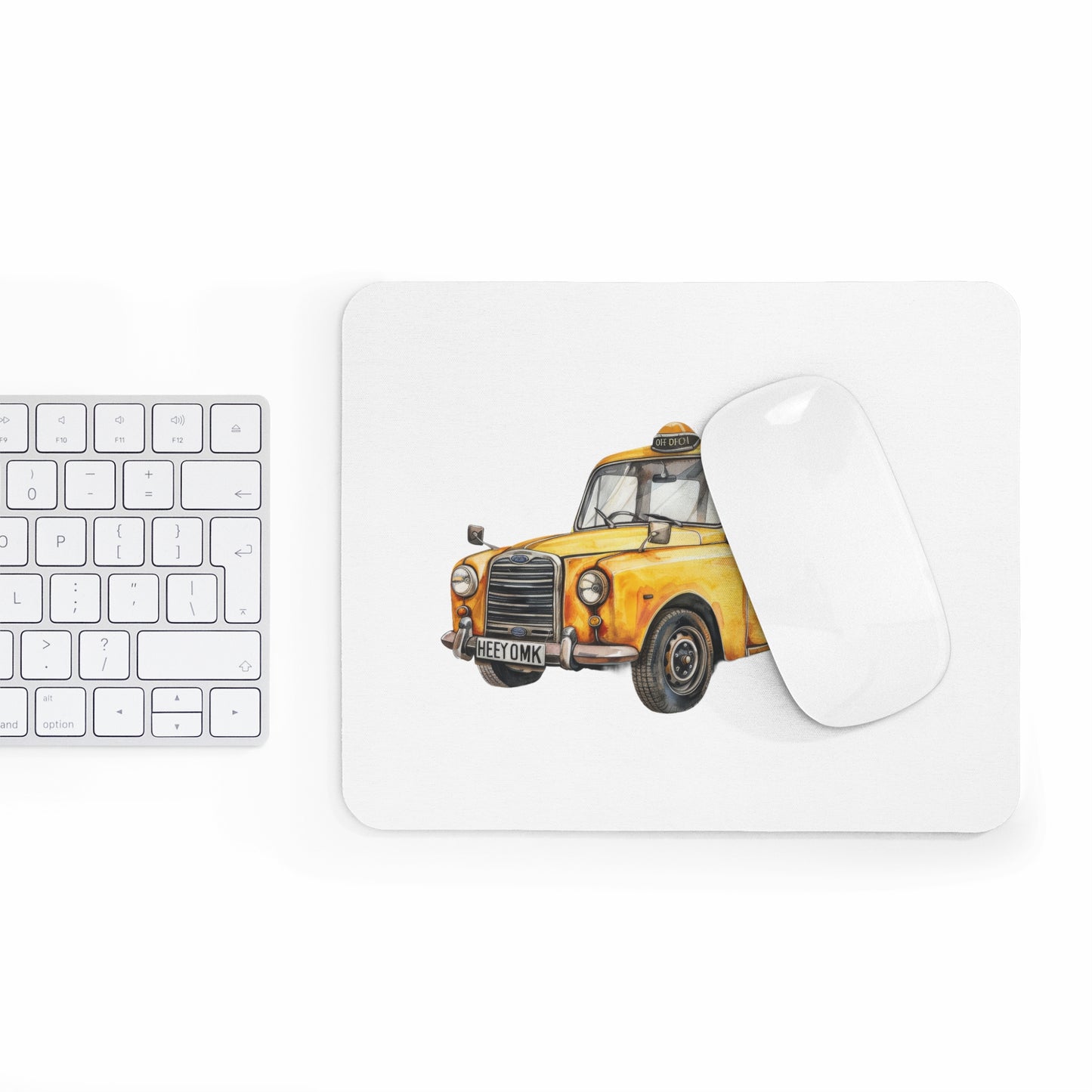 Charming Yellow Taxi Mouse Pad, Cute Office Decor, Work Gift, Thoughtful Student Present, Unique Desk Accessory