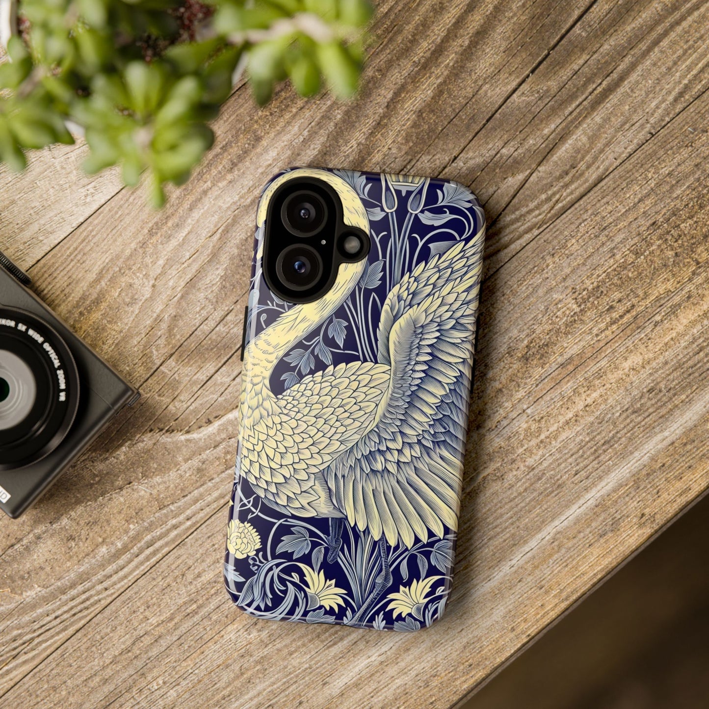 Elegant Swan Phone Case, Floral Design, Tough Cases for Gift, Stylish Protection, Unique Phone Accessory, Modern Floral Art