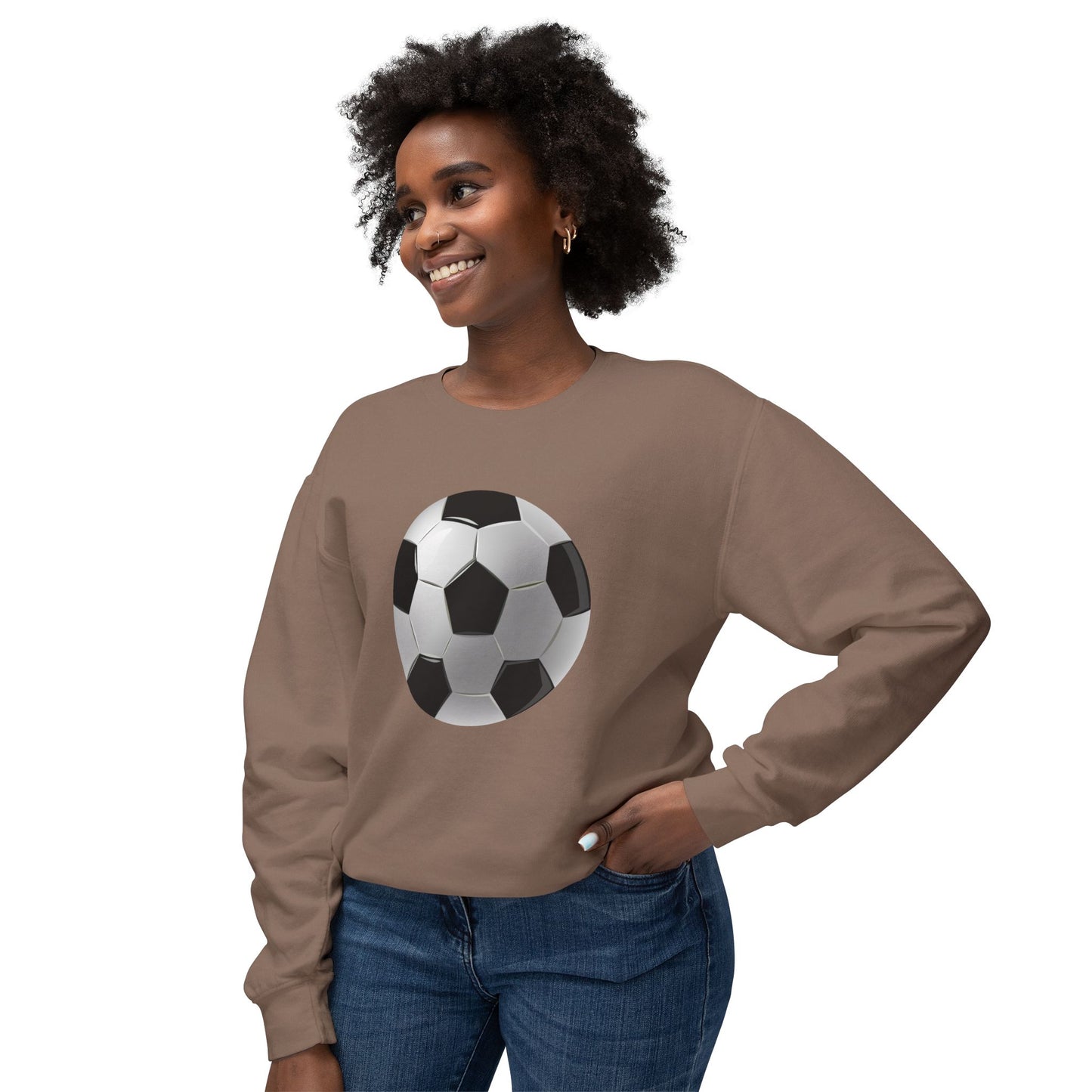 Unisex Lightweight Crewneck Sweatshirt - Dynamic Football Design - Sports Passion and Energy