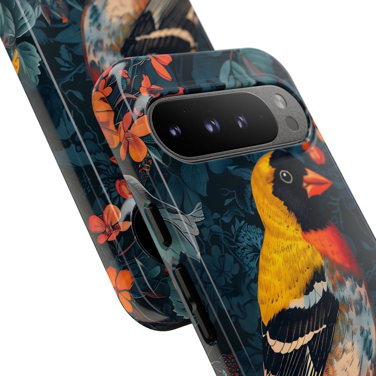 Colorful Bird Phone Case, Floral Phone Cover, Tough Phone Protector, Nature Lover Gift, Botanical Case, Unique Mobile Accessory