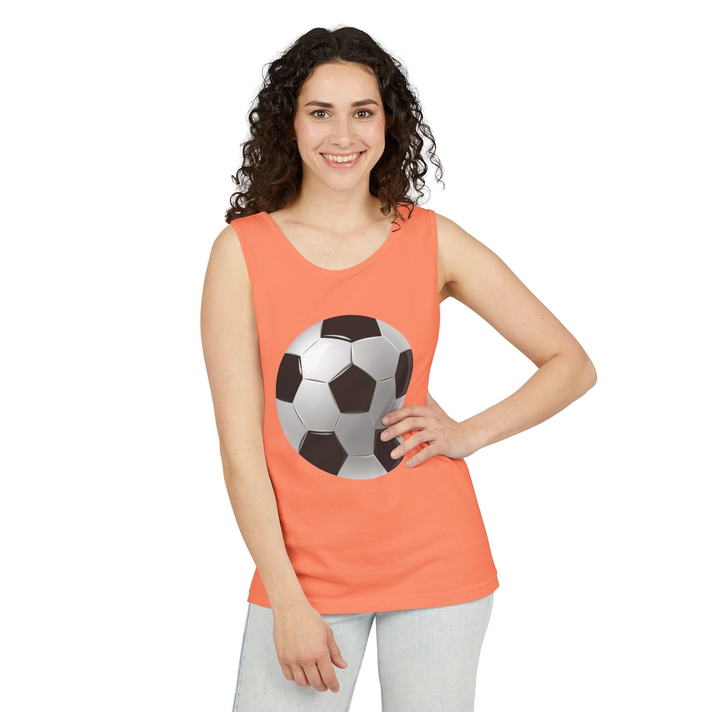Unisex Garment-Dyed Tank Top - Dynamic Football Design - Sports Passion and Energy