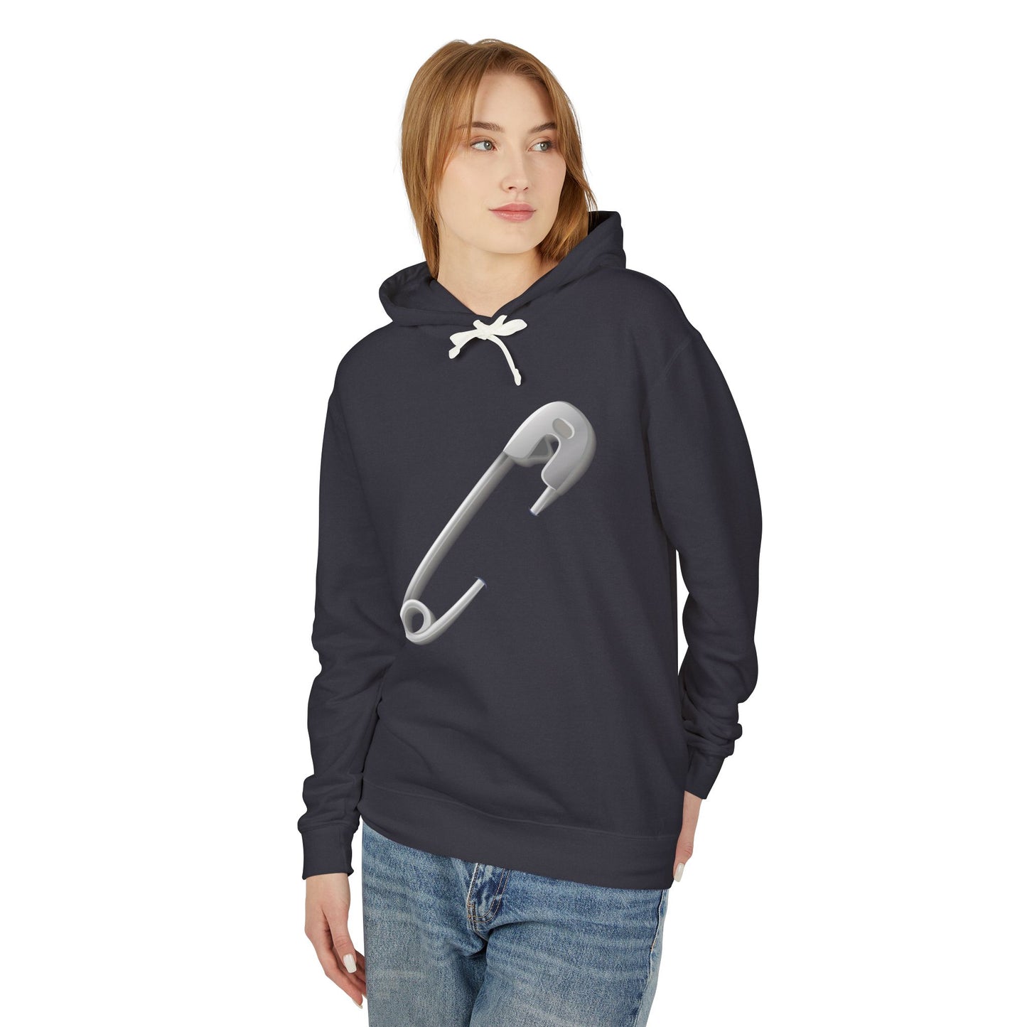 Unisex Lightweight Hooded Sweatshirt - Minimalist Safety Pin Design