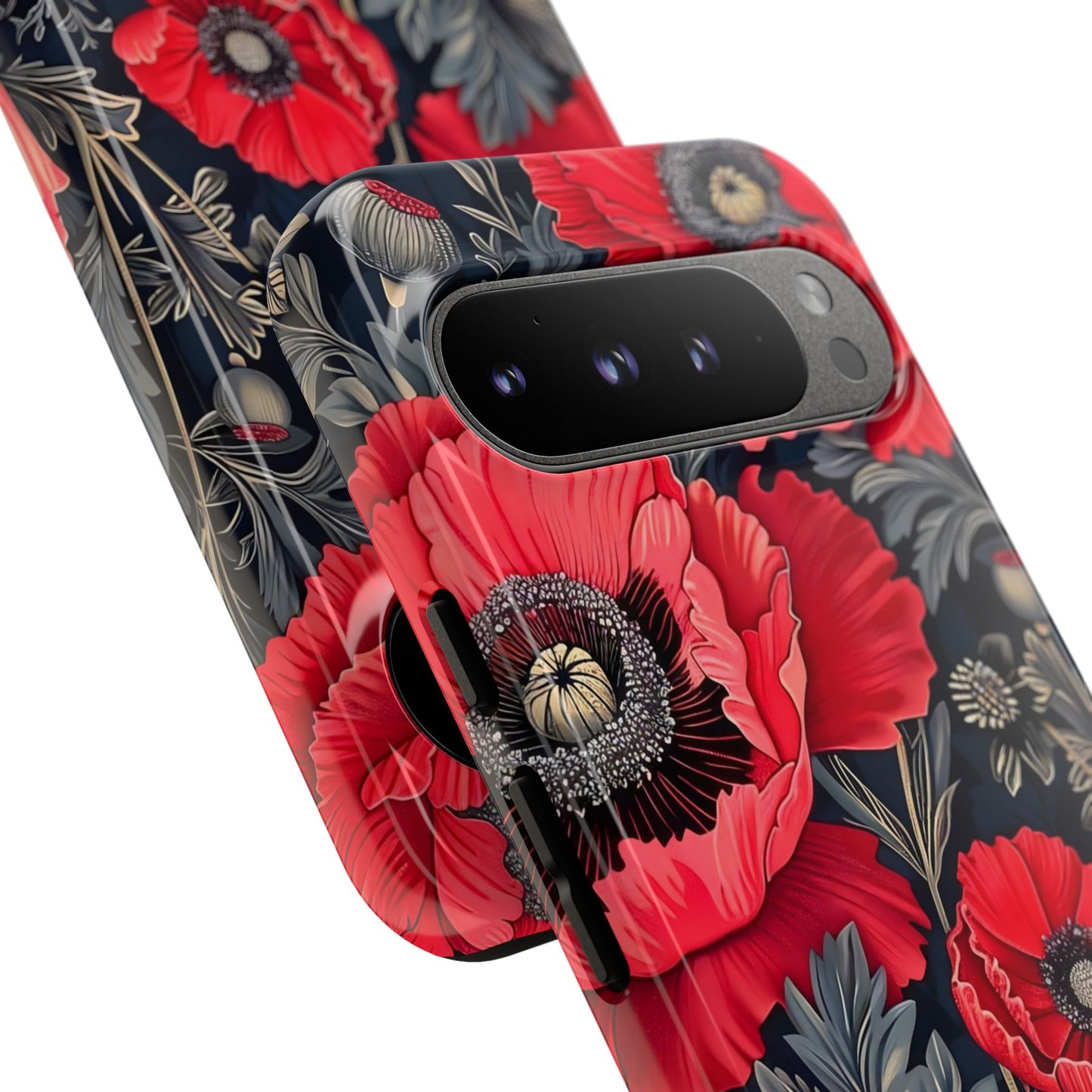 Floral Phone Case with Artistic Poppies, Tough Cases, Flower Design, Nature Lover Gift, Customizable Mobile Cover, Stylish Phone Accessories