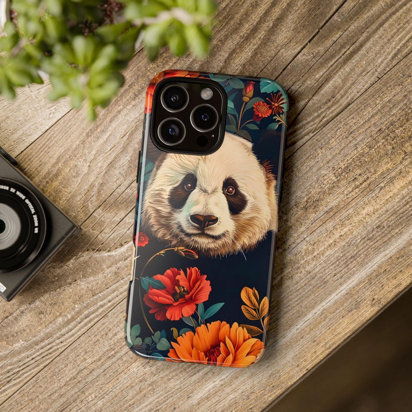 Panda Floral Phone Case, Tough Cases, Cute Animal Case, Floral Design, Gifts for Animal Lovers, Phone Accessories