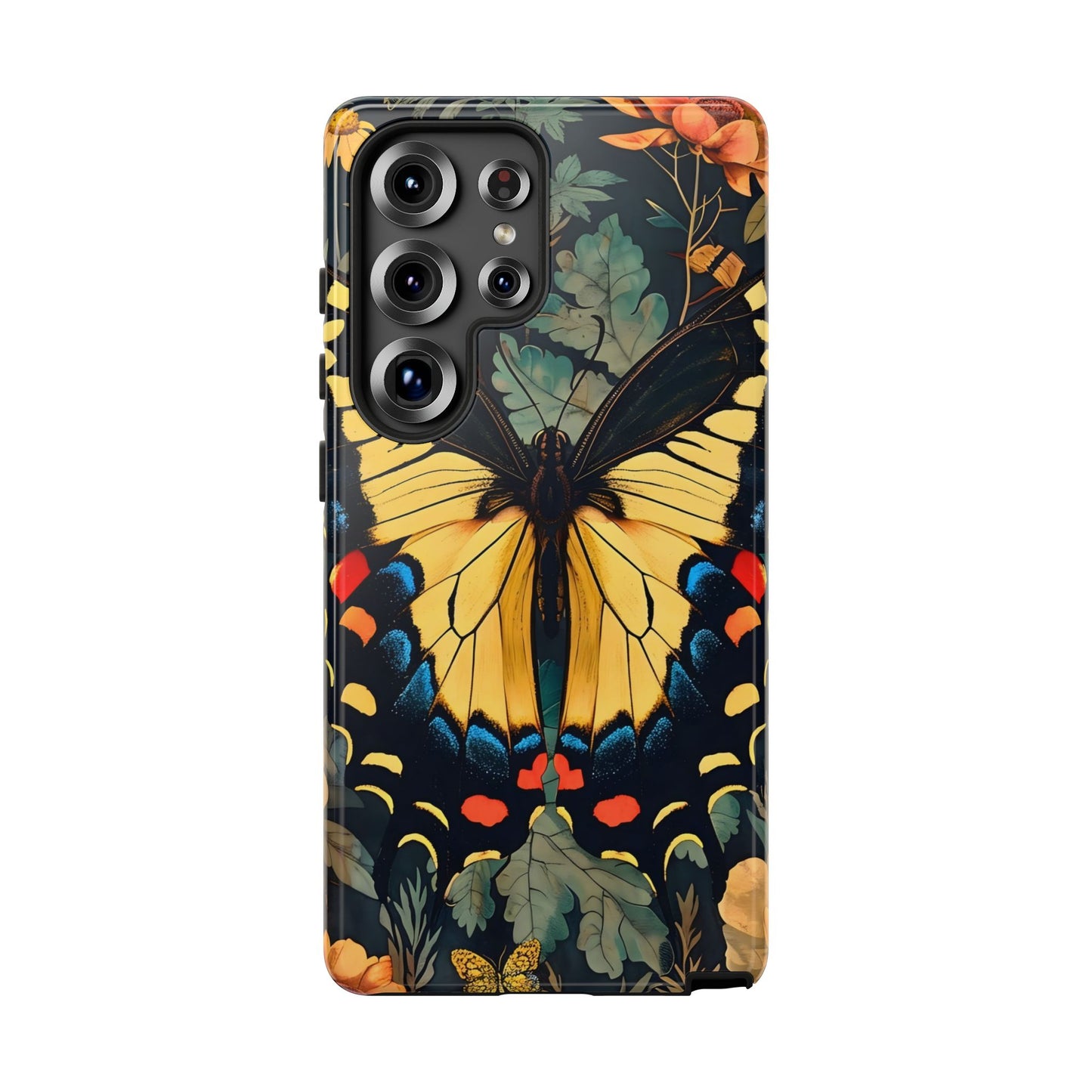 Butterfly Floral Phone Case, Art-inspire Tough Case, Gift for Nature Lovers, Butterfly Pattern Cover, Eco-Friendly Mobile Accessory