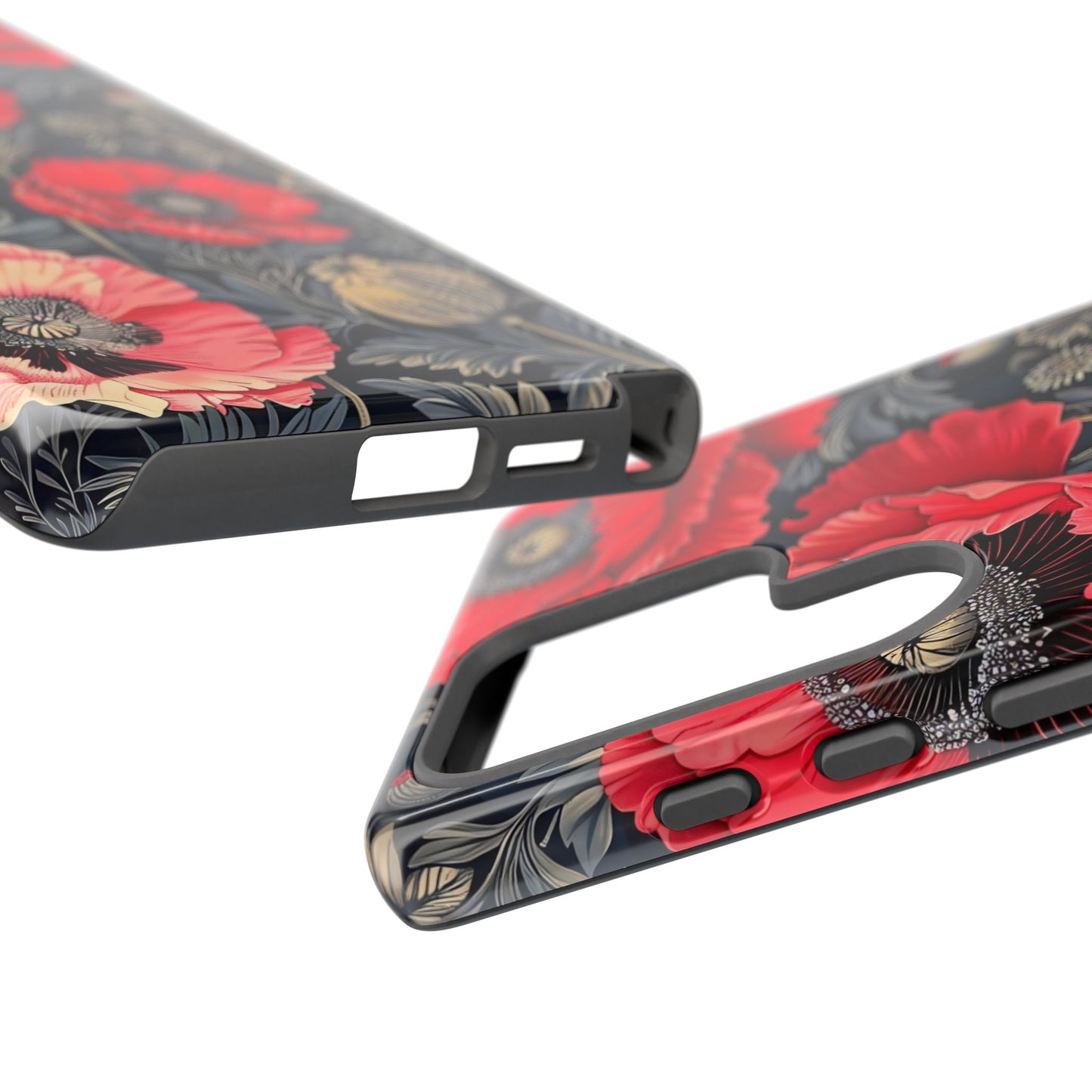 Floral Phone Case with Artistic Poppies, Tough Cases, Flower Design, Nature Lover Gift, Customizable Mobile Cover, Stylish Phone Accessories