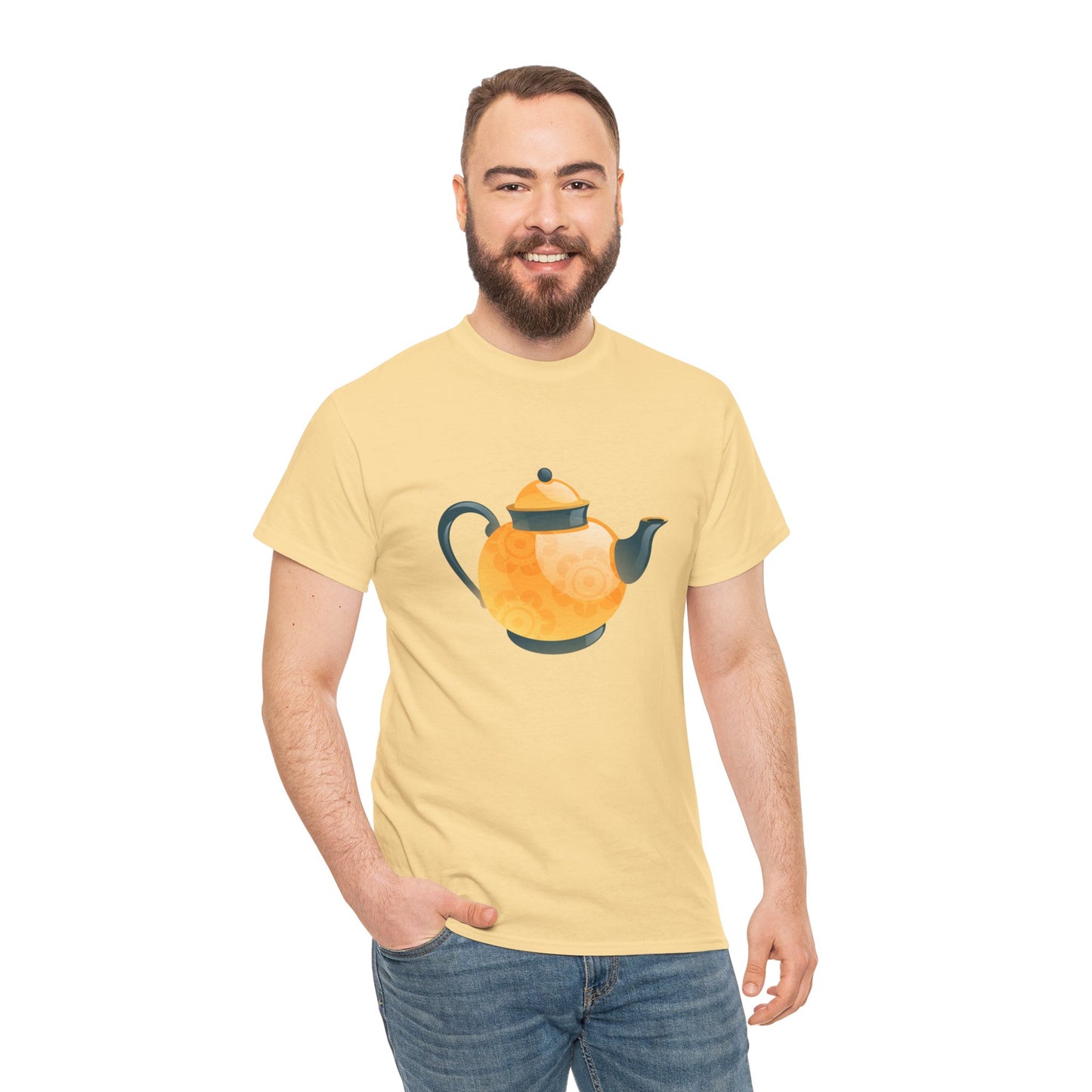 Unisex Heavy Cotton T-Shirt - Classic British Tea Kettle