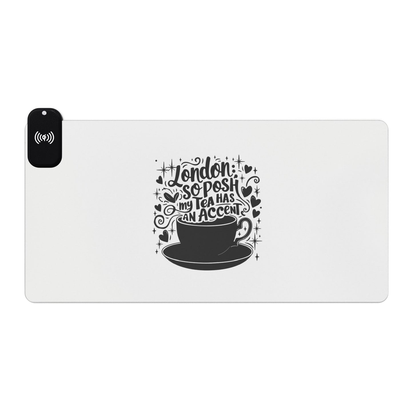 London's Nostalgic Tea - LED Gaming Mouse Pad with Wireless Charging - Stylish Desk Accessory for Gamers, Office Decor, Tech Lovers, Modern Gifts