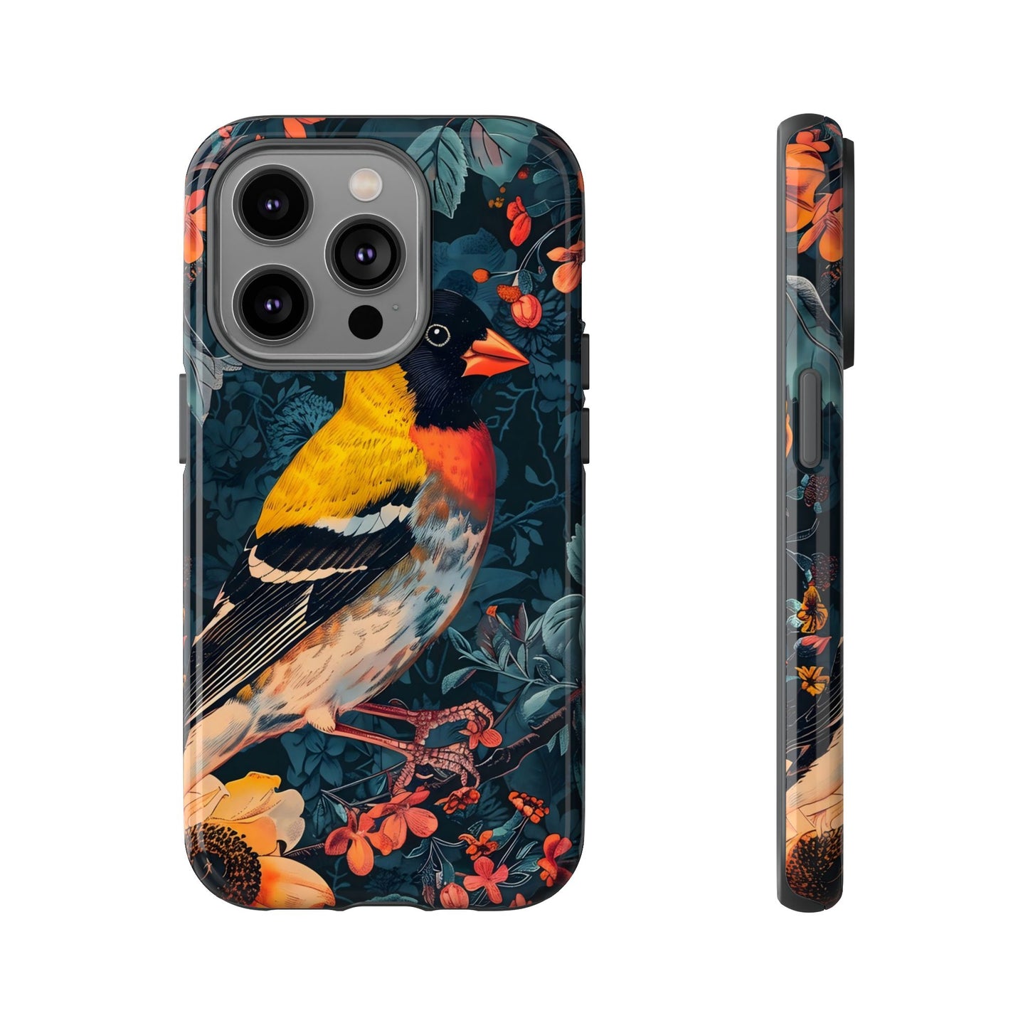 Colorful Bird Phone Case, Floral Phone Cover, Tough Phone Protector, Nature Lover Gift, Botanical Case, Unique Mobile Accessory