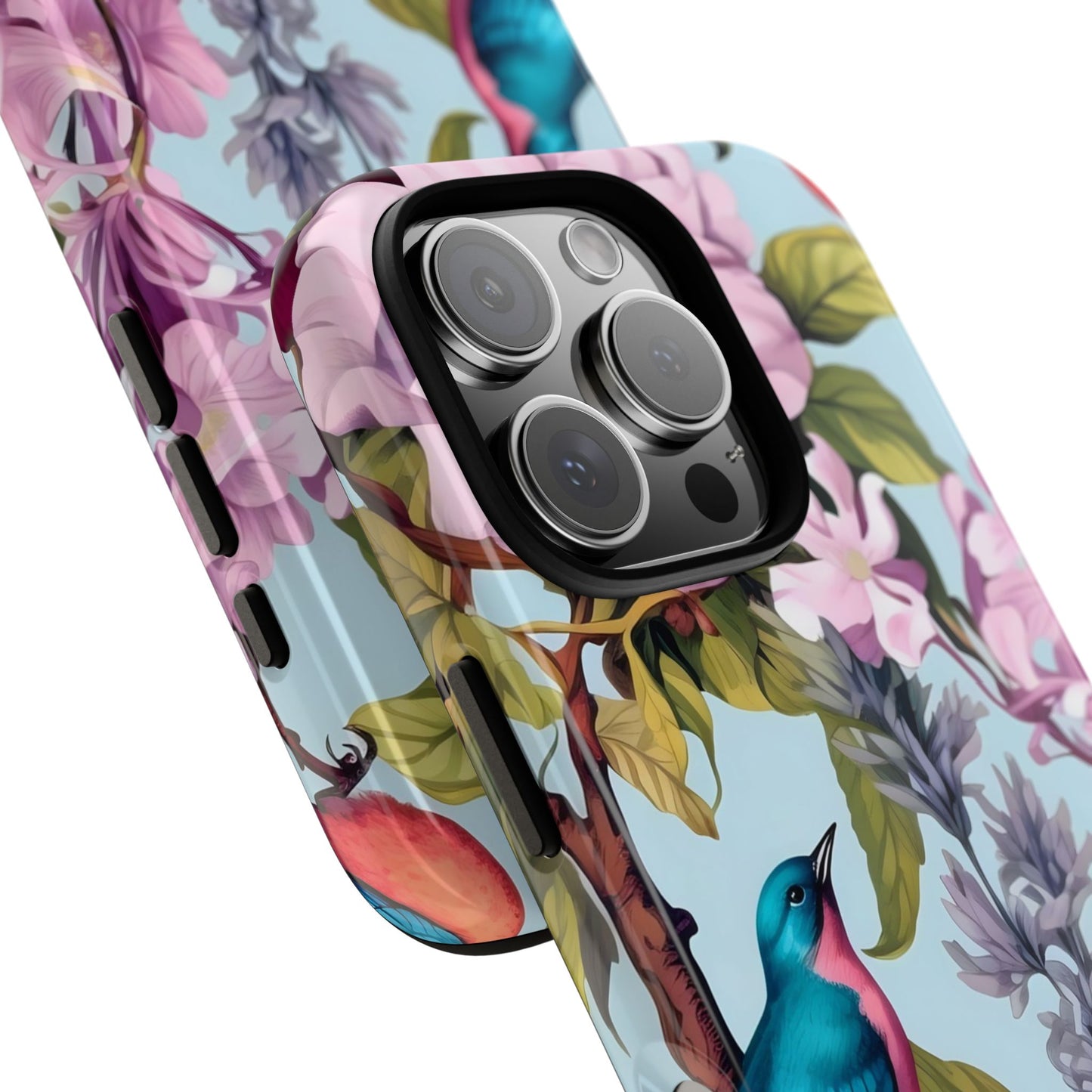 Floral Phone Case with Birds, Tough Cases for Nature Lovers, Stylish Phone Accessories, Unique Gifts for Her, Cute Tech Protector