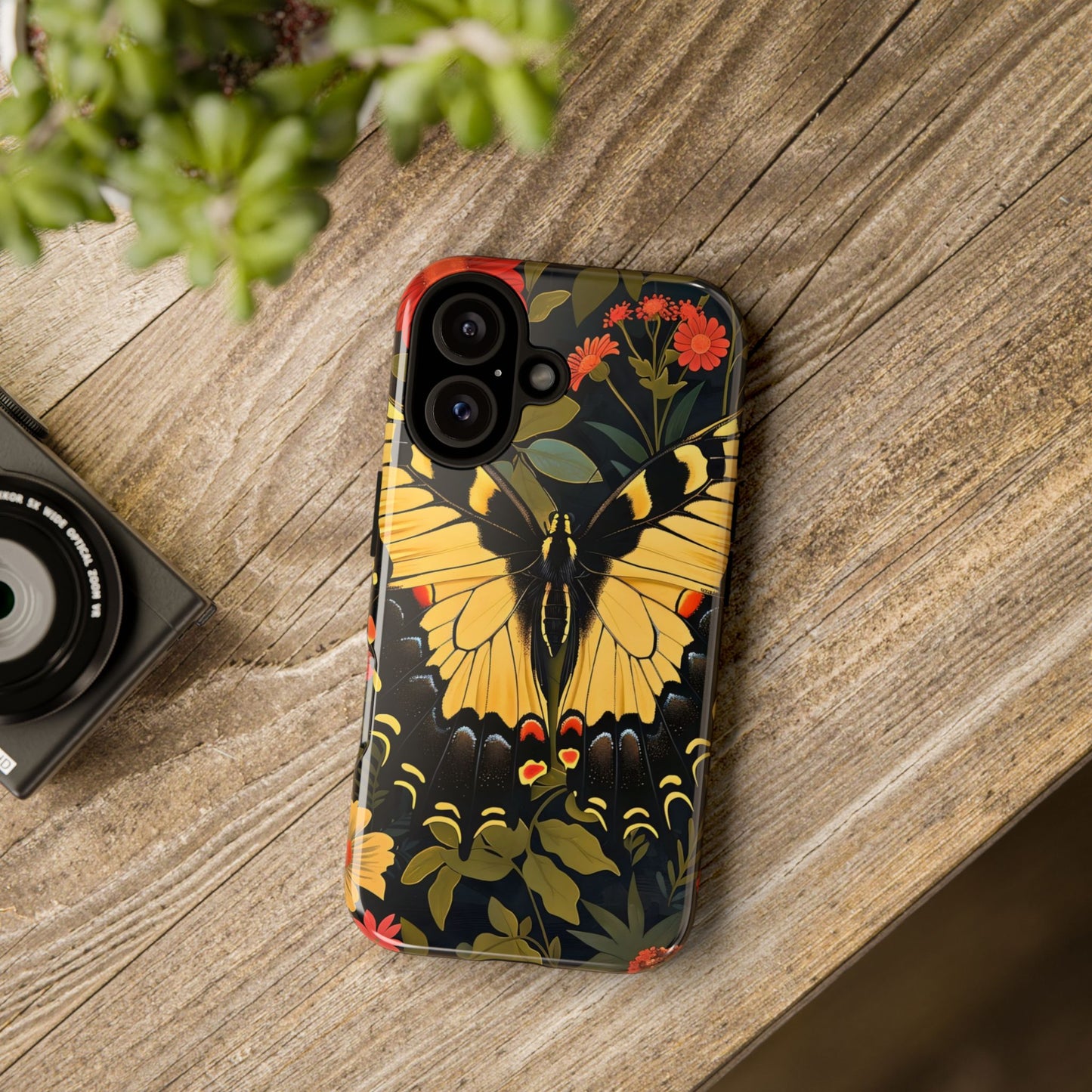 Butterfly Floral Phone Case, Tough Cases with Vibrant Design, Protective Cover for Nature Lovers, Gift for Her