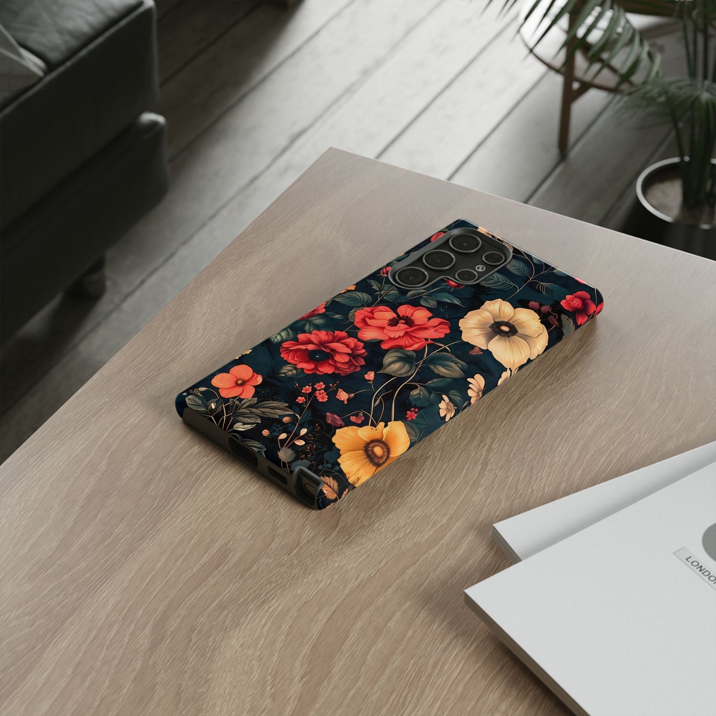 Floral Phone Case, Tough Cases, Flower Motif, Protective Cover, Gift for Her, Floral Design, Spring Accessory