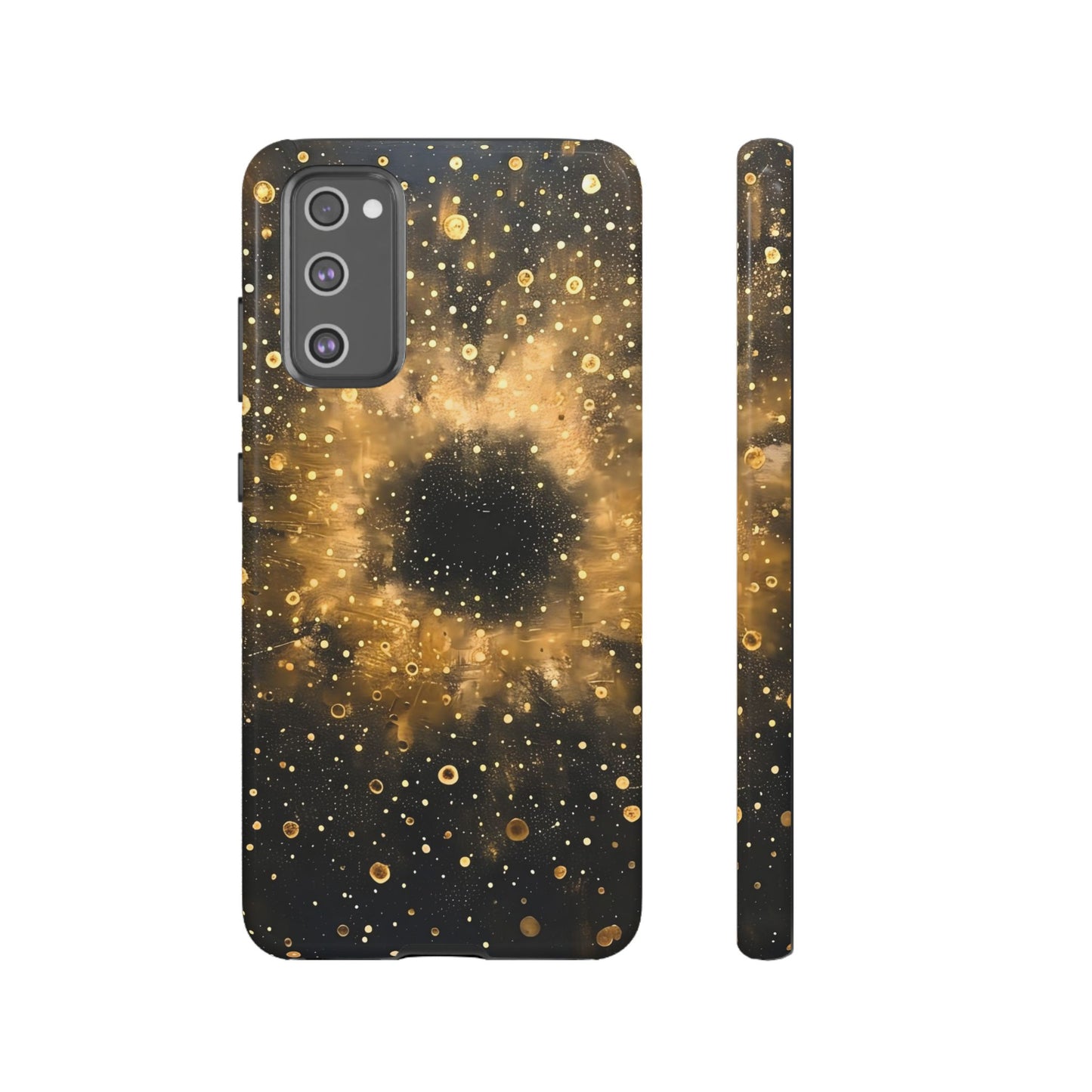 Stylish Phone Case with Golden Galaxy Design, Tough Phone Cover, Trendy Mobile Accessory, Gift for Space Lovers, Protective Phone Shell