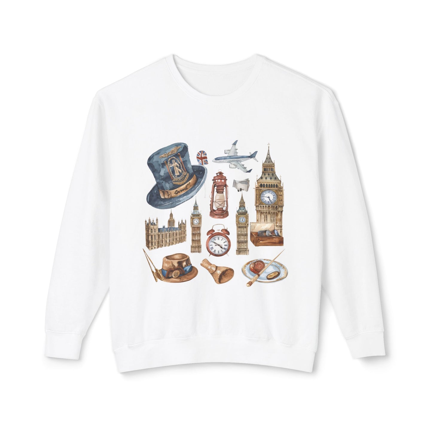 Unisex Lightweight Crewneck Sweatshirt - Vintage British Icons