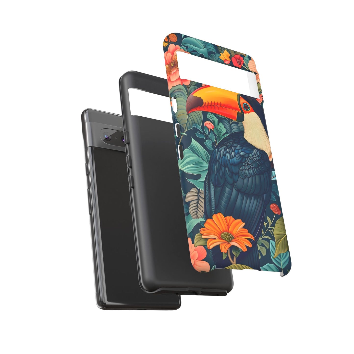Tropical Toucan Phone Case - Cute Animal Design, Nature Lover Gift, Floral Pattern, Bird Lover Accessory, Summer Vibes