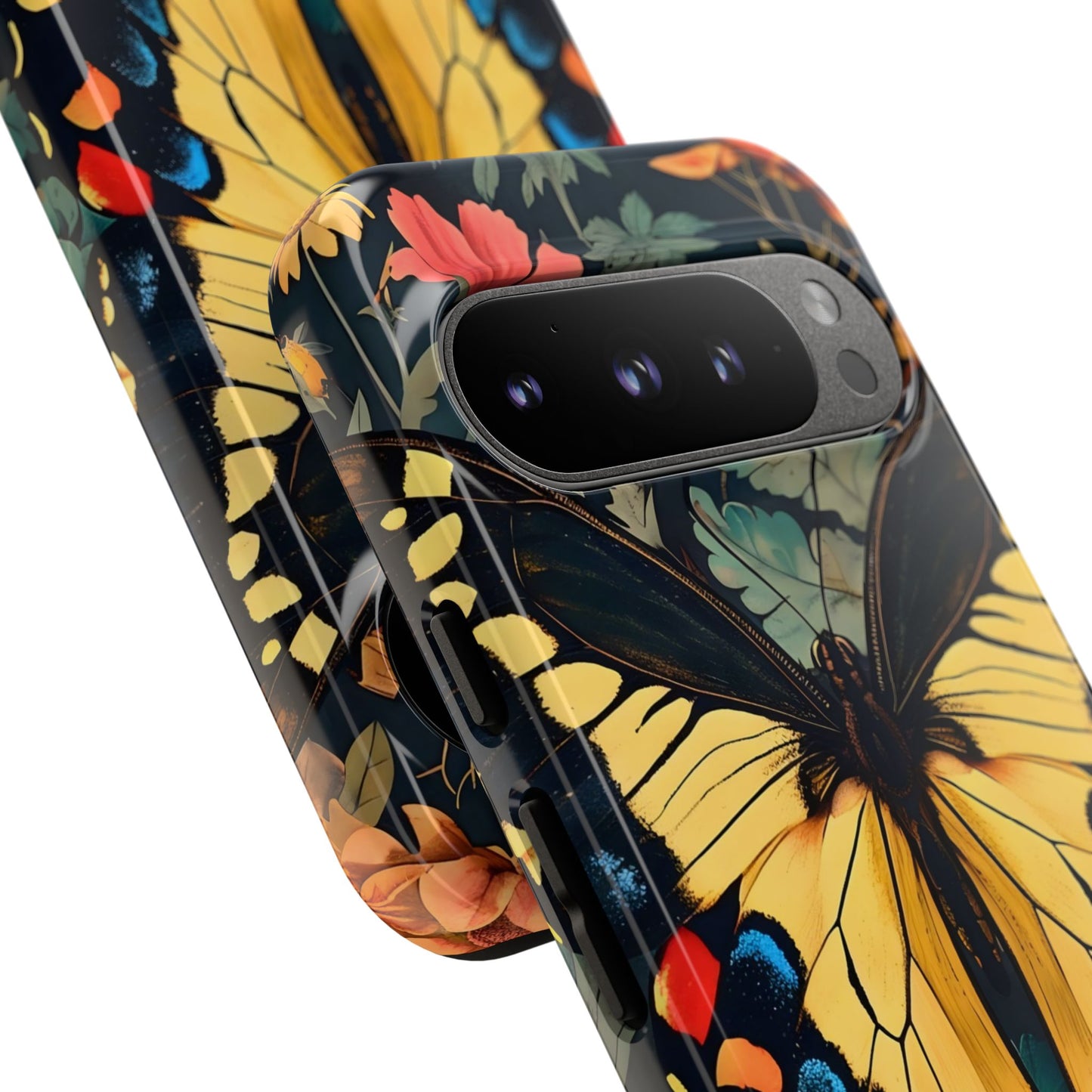 Butterfly Floral Phone Case, Art-inspire Tough Case, Gift for Nature Lovers, Butterfly Pattern Cover, Eco-Friendly Mobile Accessory