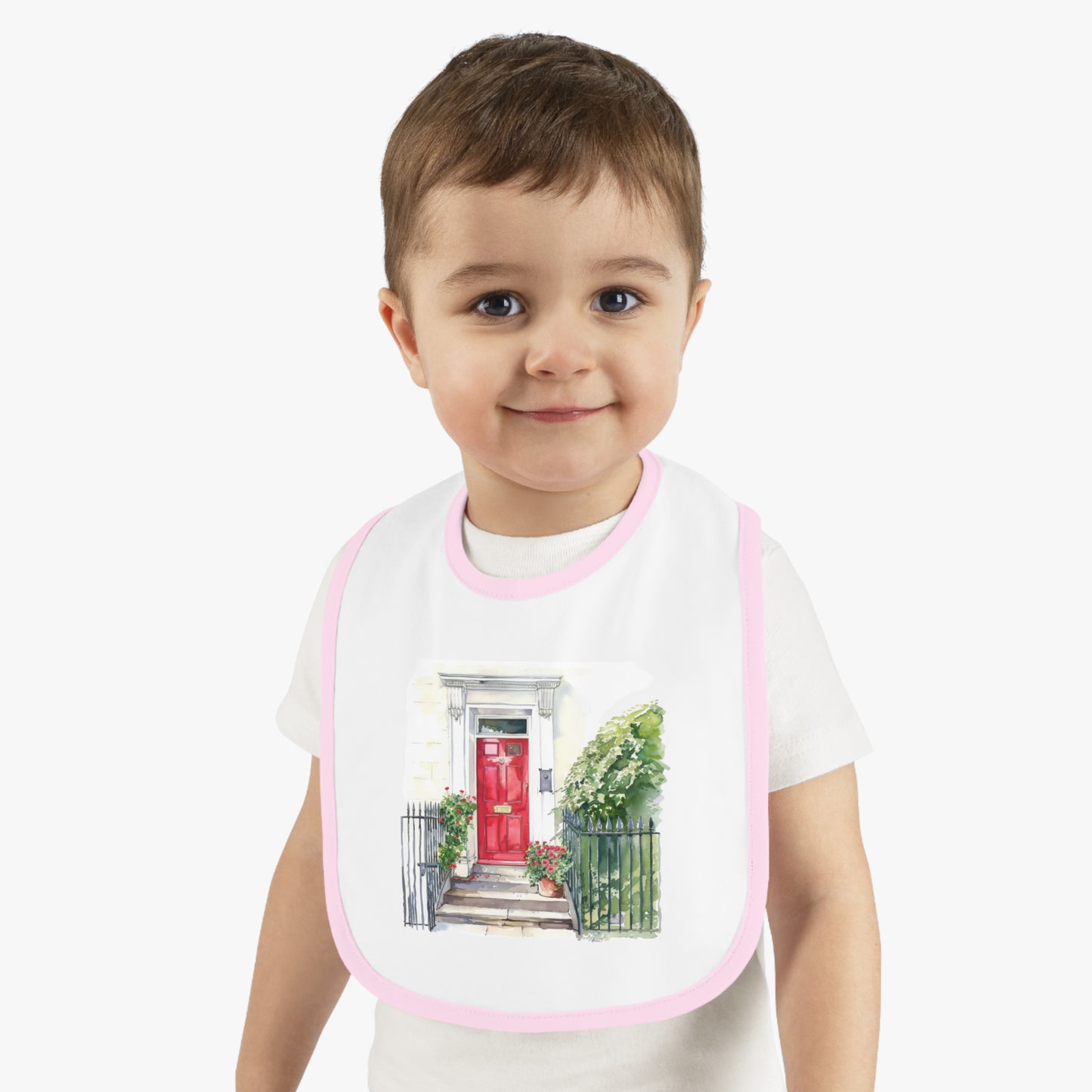 Whimsical Baby Bib with Charming Red Door Design, Cute Gift for New Parents, Baby Shower Essential, Toddler Feeding Accessory