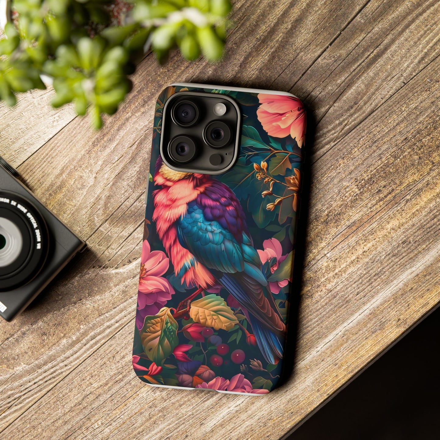 Tough Cases: Vibrant Tropical Bird Phone Case, Floral Smartphone Cover, Nature Lover Gift, Boho Phone Accessory, Cute Bird Case
