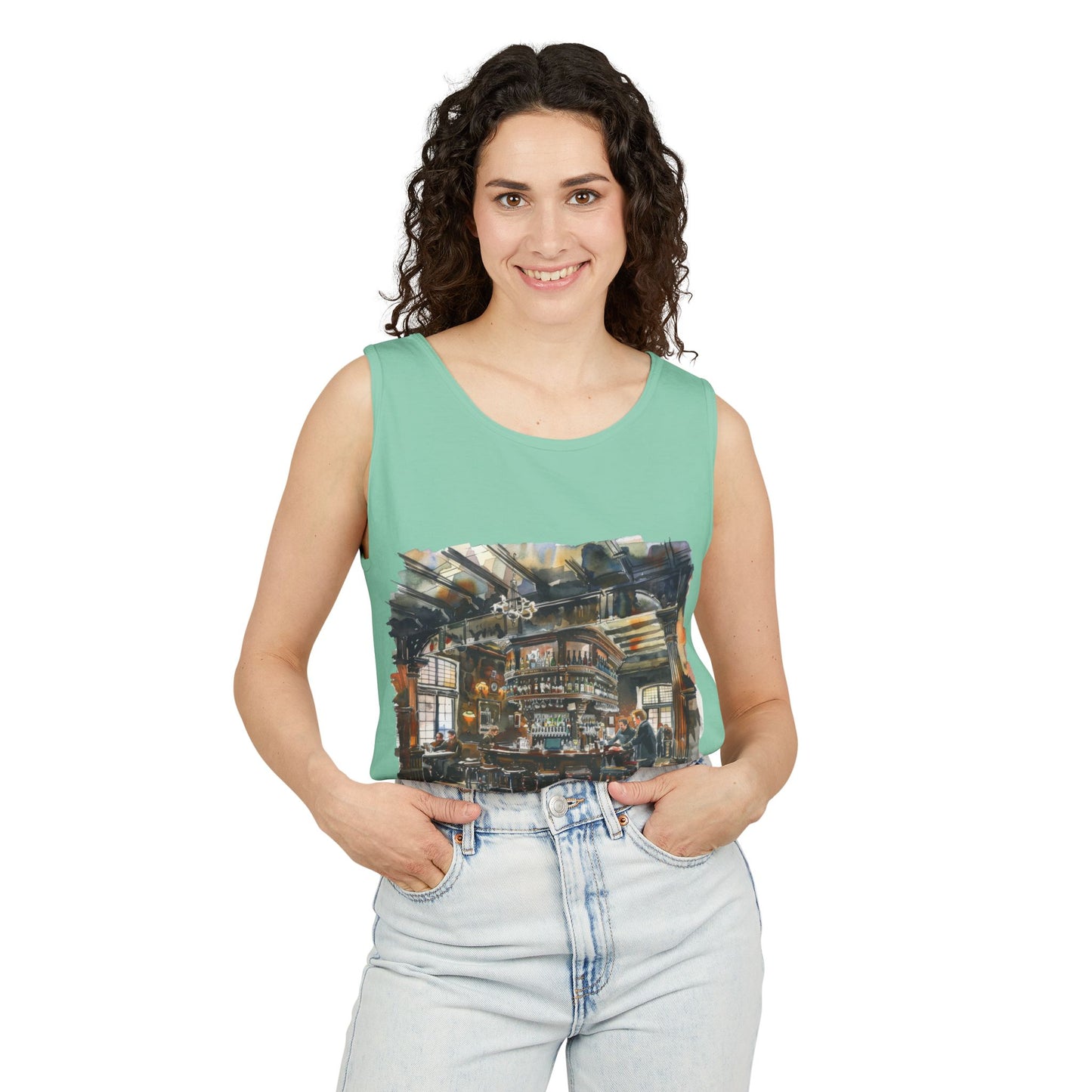 Unisex Garment-Dyed Tank Top - Cozy British Pub - London