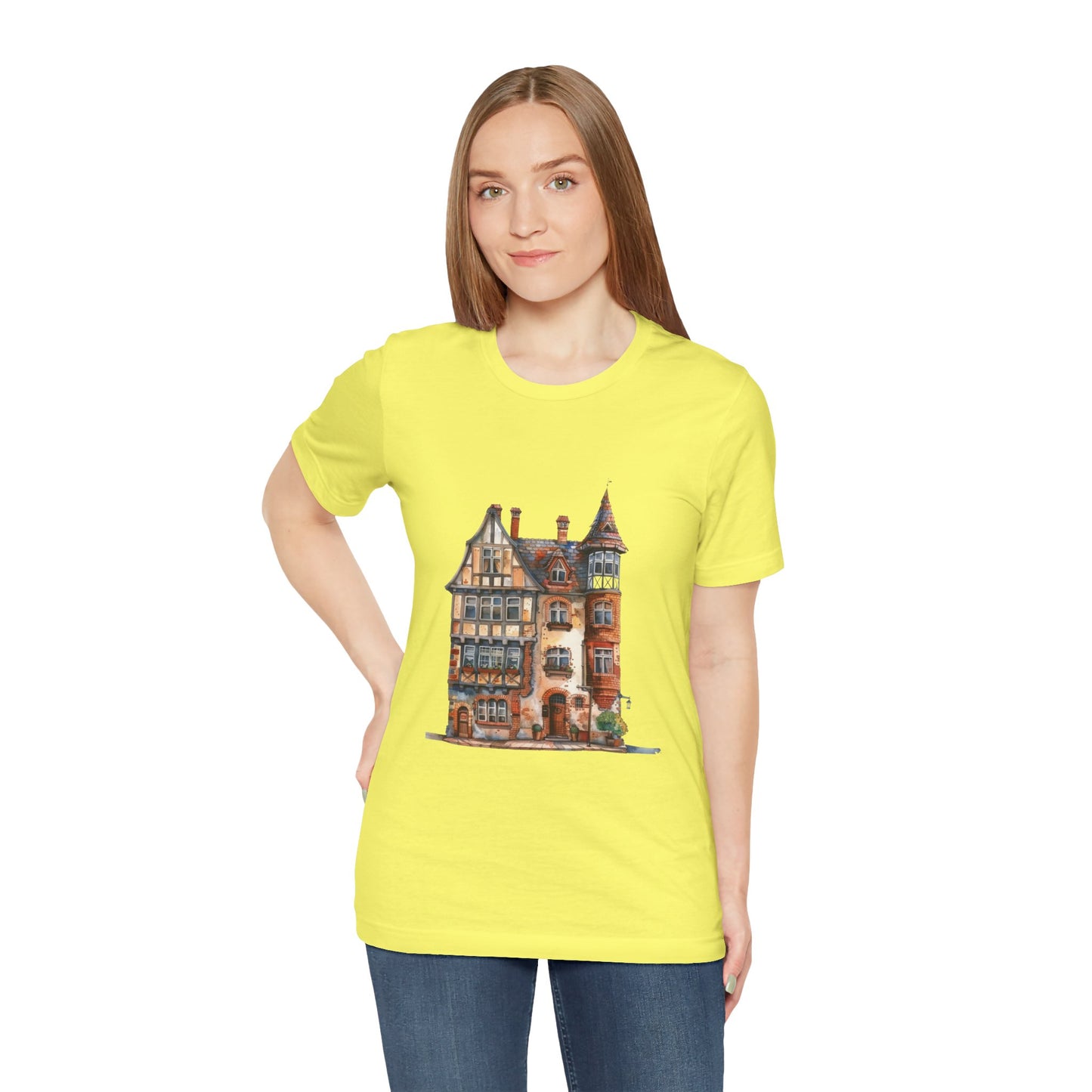 Unisex Jersey Short Sleeve Tee - Countryside Charm - The Classic British Village House