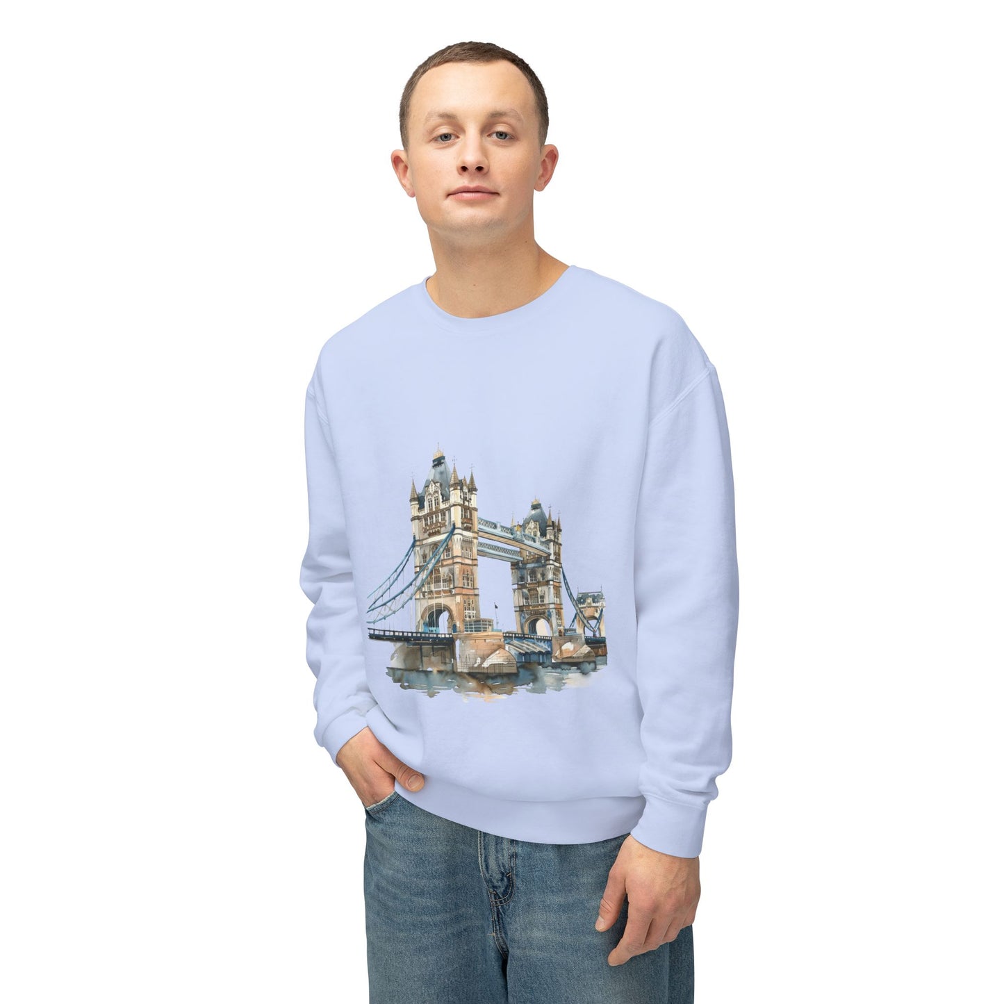 Unisex Lightweight Crewneck Sweatshirt - Tower Bridge - Iconic London Landmark