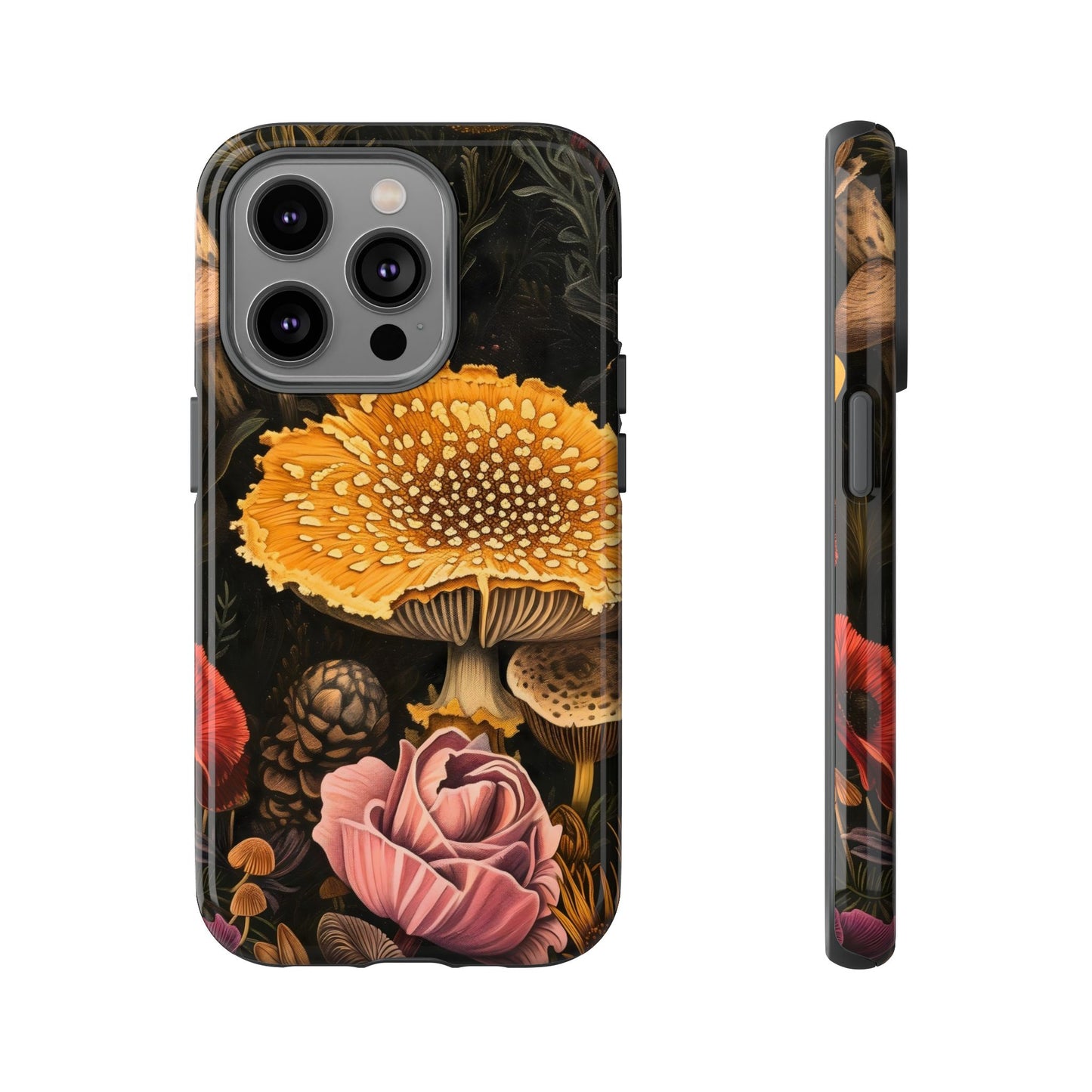 Floral Mushroom Phone Case, Tough Cases, Eco-Friendly, Nature Lover Gift, Floral Phone Cover, Stylish Phone Accessories