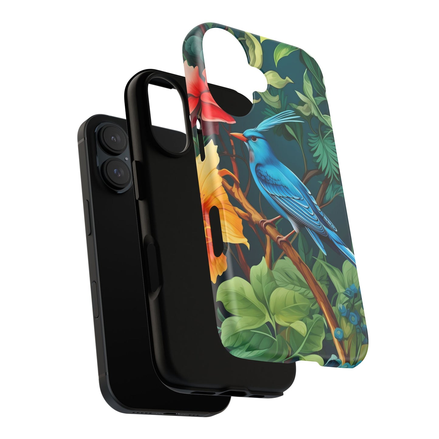 Tough Cases - Vibrant Bird Phone Case, Floral Design, Nature Lover, Unique Gift, Stylish Protection, Phone Accessories