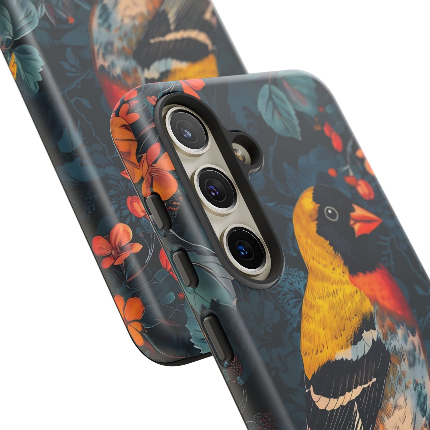 Colorful Bird Phone Case, Floral Phone Cover, Tough Phone Protector, Nature Lover Gift, Botanical Case, Unique Mobile Accessory