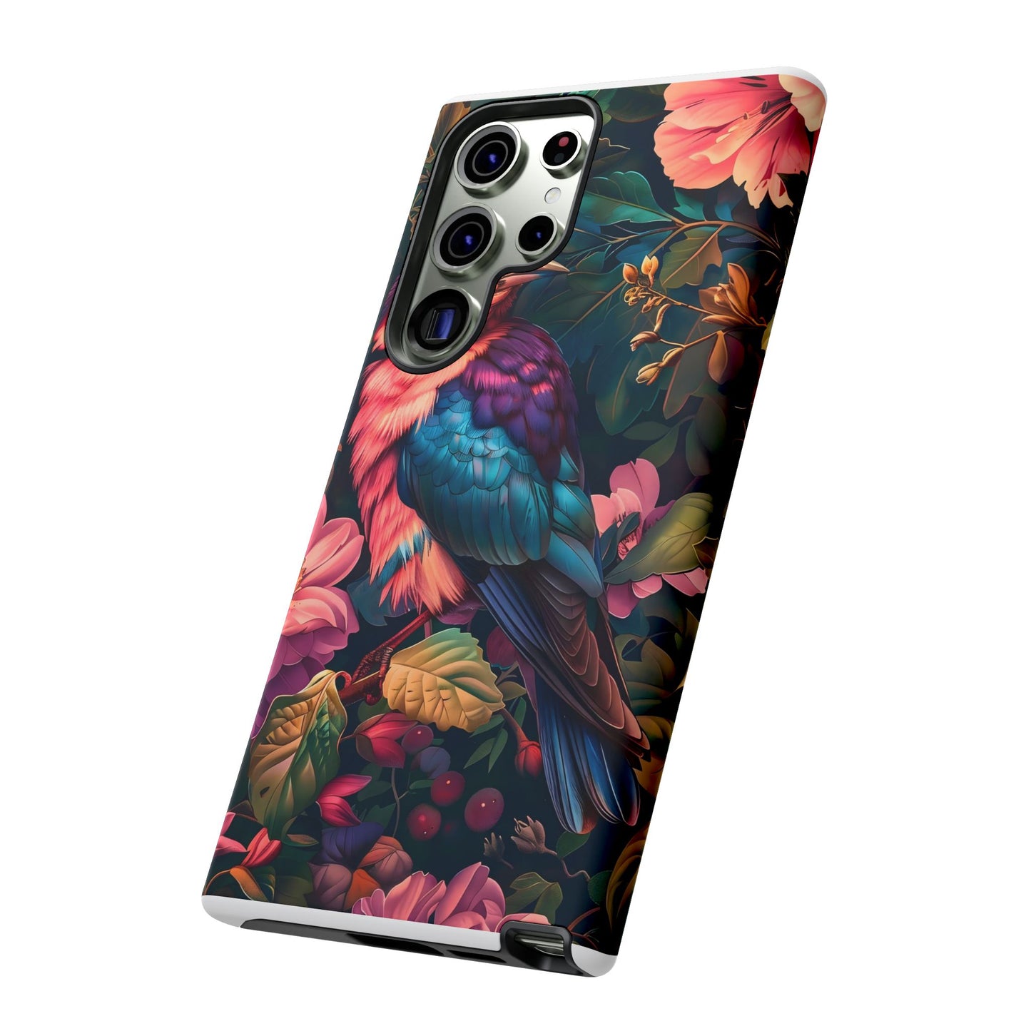 Tough Cases: Vibrant Tropical Bird Phone Case, Floral Smartphone Cover, Nature Lover Gift, Boho Phone Accessory, Cute Bird Case