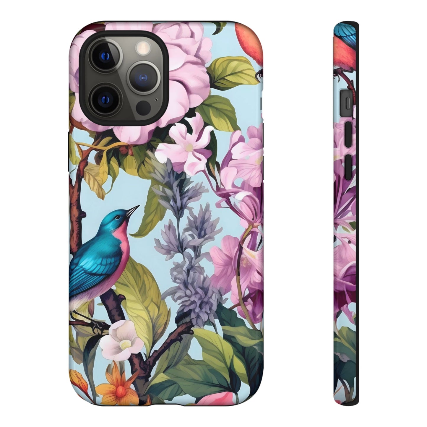 Floral Phone Case with Birds, Tough Cases for Nature Lovers, Stylish Phone Accessories, Unique Gifts for Her, Cute Tech Protector
