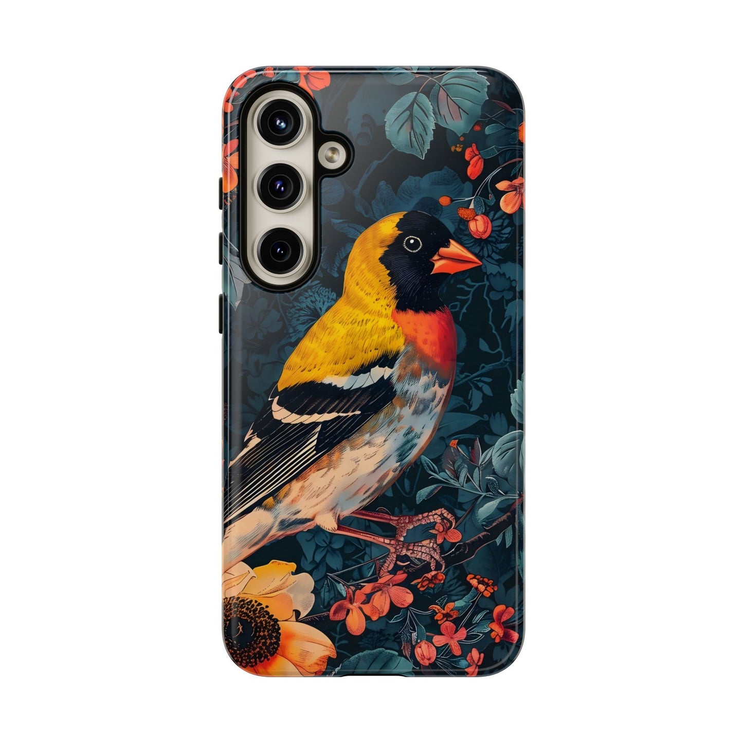 Colorful Bird Phone Case, Floral Phone Cover, Tough Phone Protector, Nature Lover Gift, Botanical Case, Unique Mobile Accessory