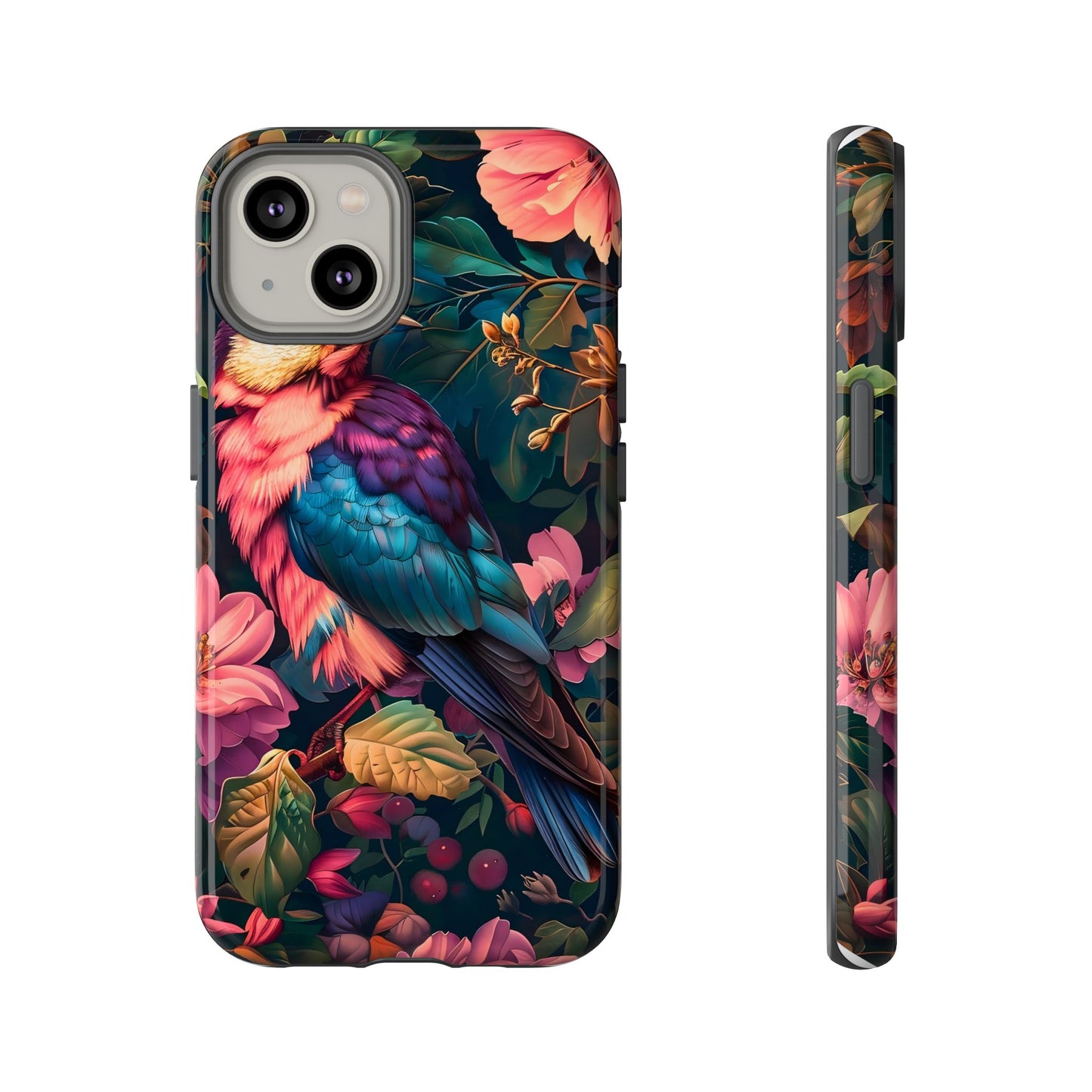Tough Cases: Vibrant Tropical Bird Phone Case, Floral Smartphone Cover, Nature Lover Gift, Boho Phone Accessory, Cute Bird Case