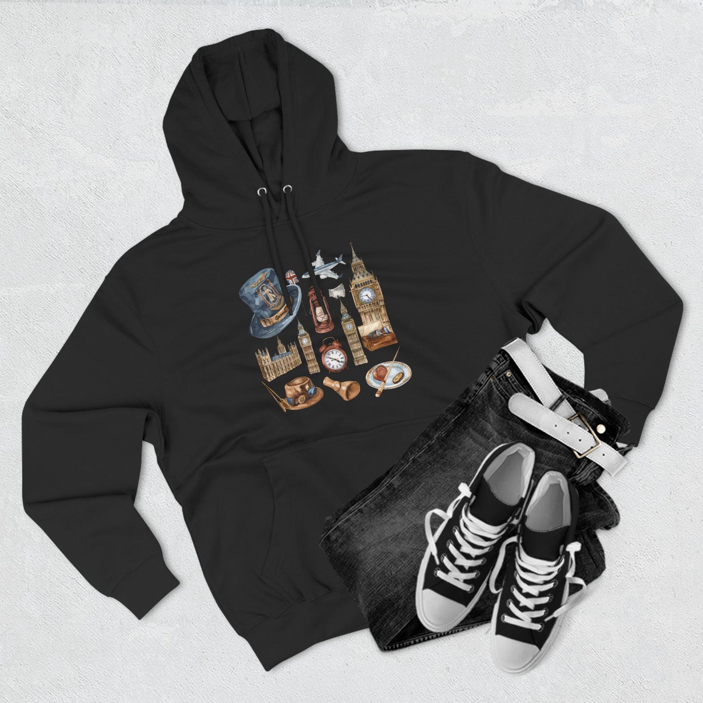 Vintage England Icons Classy Three-Panel Fleece Hoodie