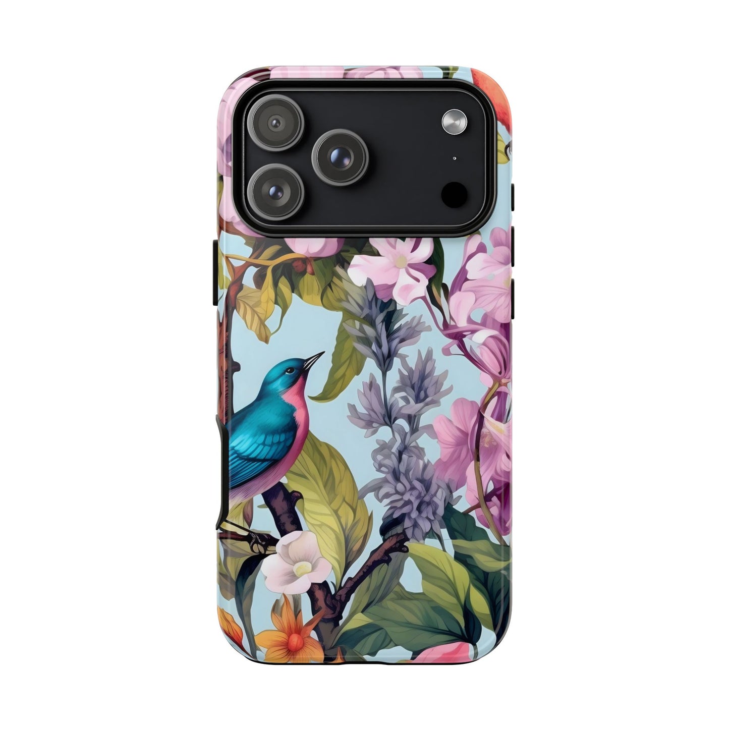 Floral Phone Case with Birds, Tough Cases for Nature Lovers, Stylish Phone Accessories, Unique Gifts for Her, Cute Tech Protector