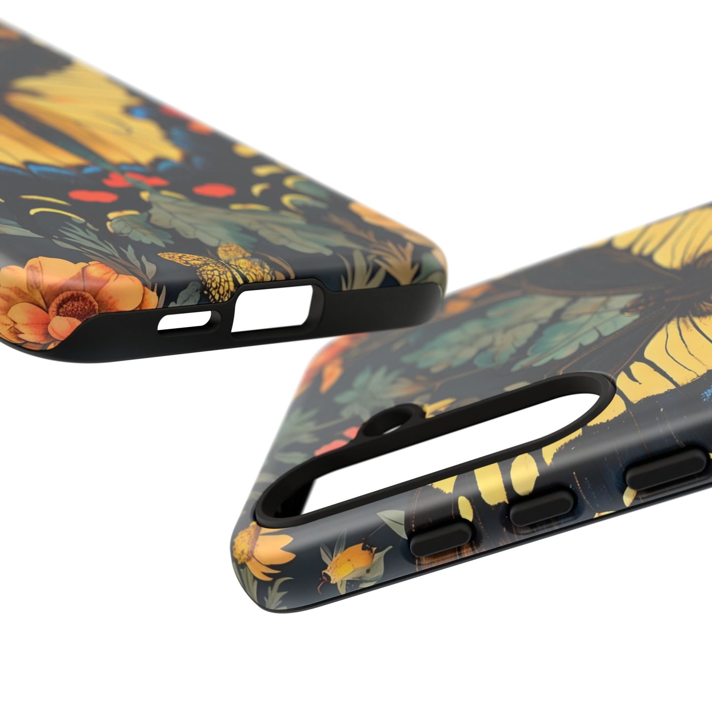 Butterfly Floral Phone Case, Art-inspire Tough Case, Gift for Nature Lovers, Butterfly Pattern Cover, Eco-Friendly Mobile Accessory