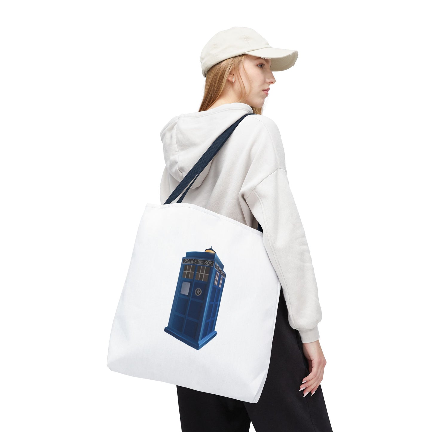 Doctor Who Inspired Tote Bag | Blue Police Box Bag | Fan Merchandise | Eco-Friendly Shopping Bag | Unique Gift for Whovians