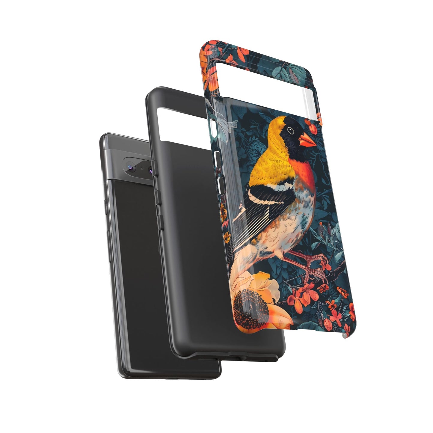 Colorful Bird Phone Case, Floral Phone Cover, Tough Phone Protector, Nature Lover Gift, Botanical Case, Unique Mobile Accessory