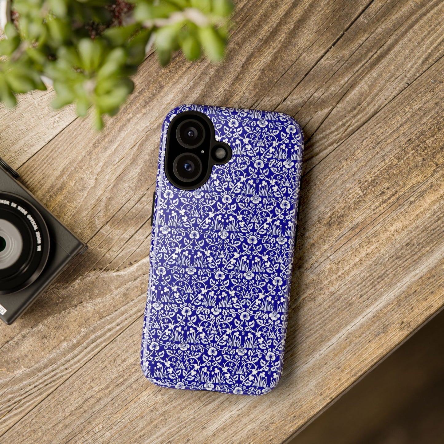 Elegant Floral Phone Case - Tough Cases, Blue Floral Design, Stylish Phone Accessory, Unique Gift, Modern Tech Protection