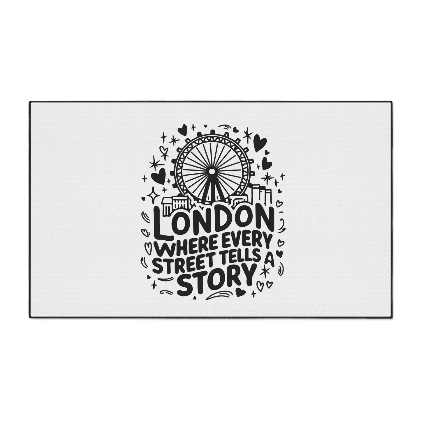 Stylish Heavy Duty Floor Mat - London Street Story Design, Home Decor, Indoor/Outdoor Rug, Entryway Mat, Gift for Travelers