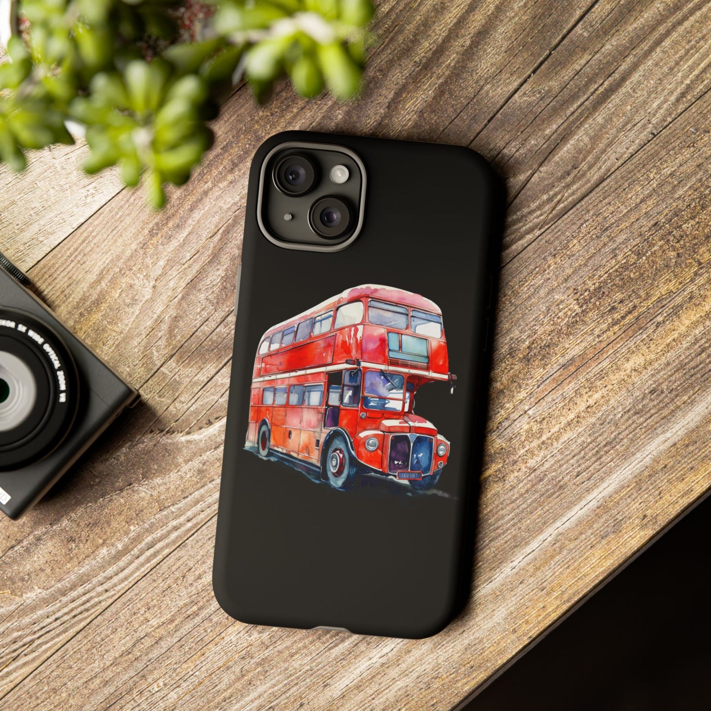 London Bus Phone Case, Tough iPhone Cover, Unique Gift for Travelers, Vintage Style Accessories, Holiday Present Idea