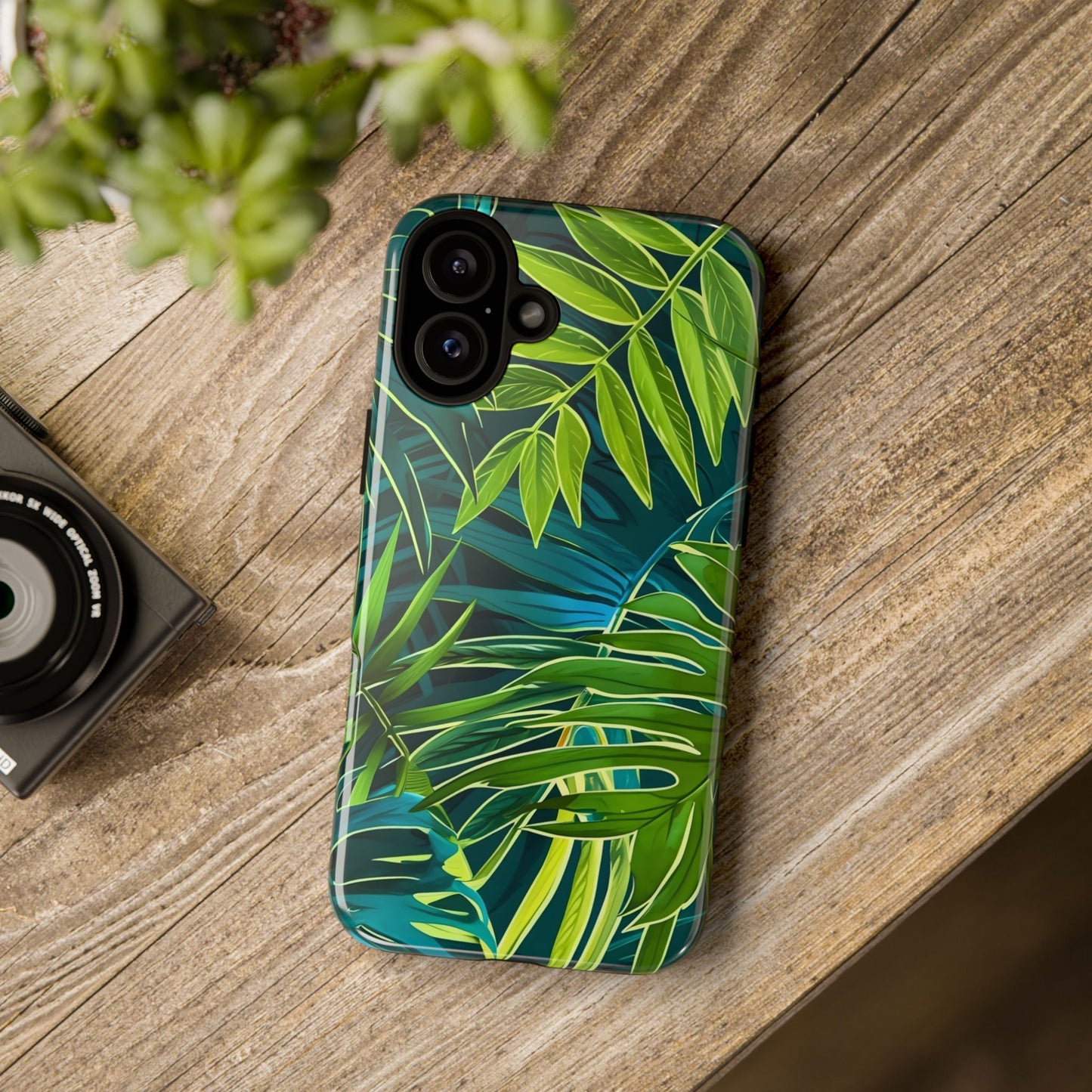 Tropical Phone Case - Durable Green Leaf Design, Eco-Friendly Gift, Trendy Accessory, Nature Lover's Case, Summer Vibes