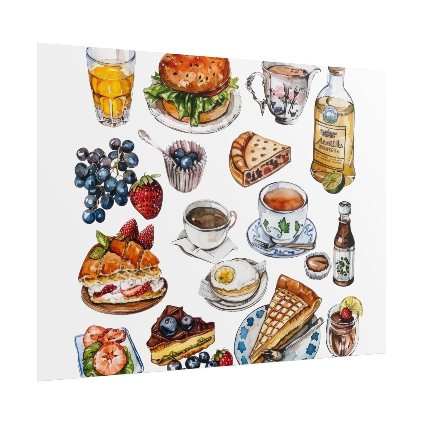 Foodie Wall Art Print, Kitchen Decor, Gourmet Food Poster, Culinary Art for Food Lovers, Cafe Aesthetic Home Decor